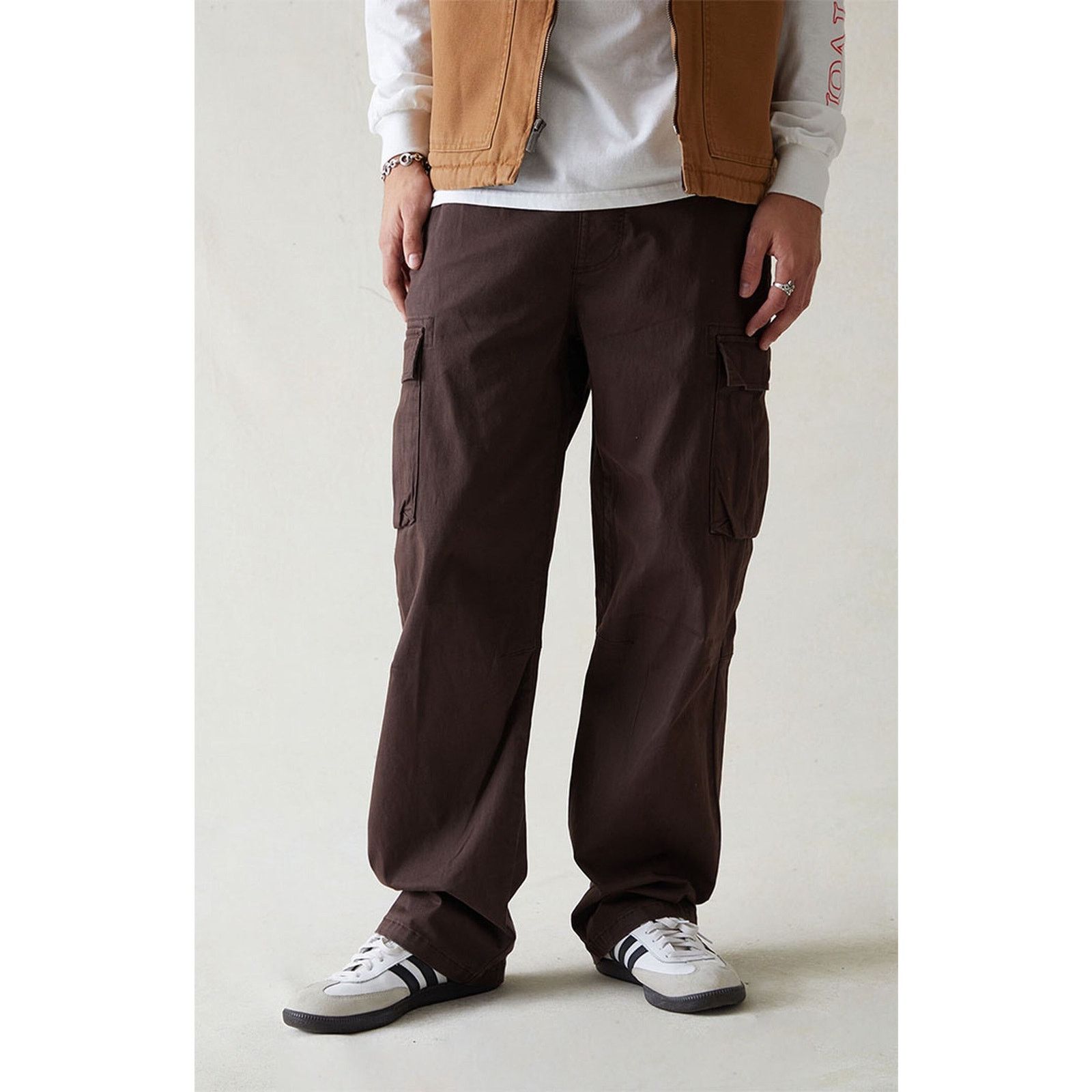 Pacsun PacSun Mens Pants Sz S Baggy Brown Stretch Canvas Cargo Size US 30 / EU 46 - 2 Thumbnail