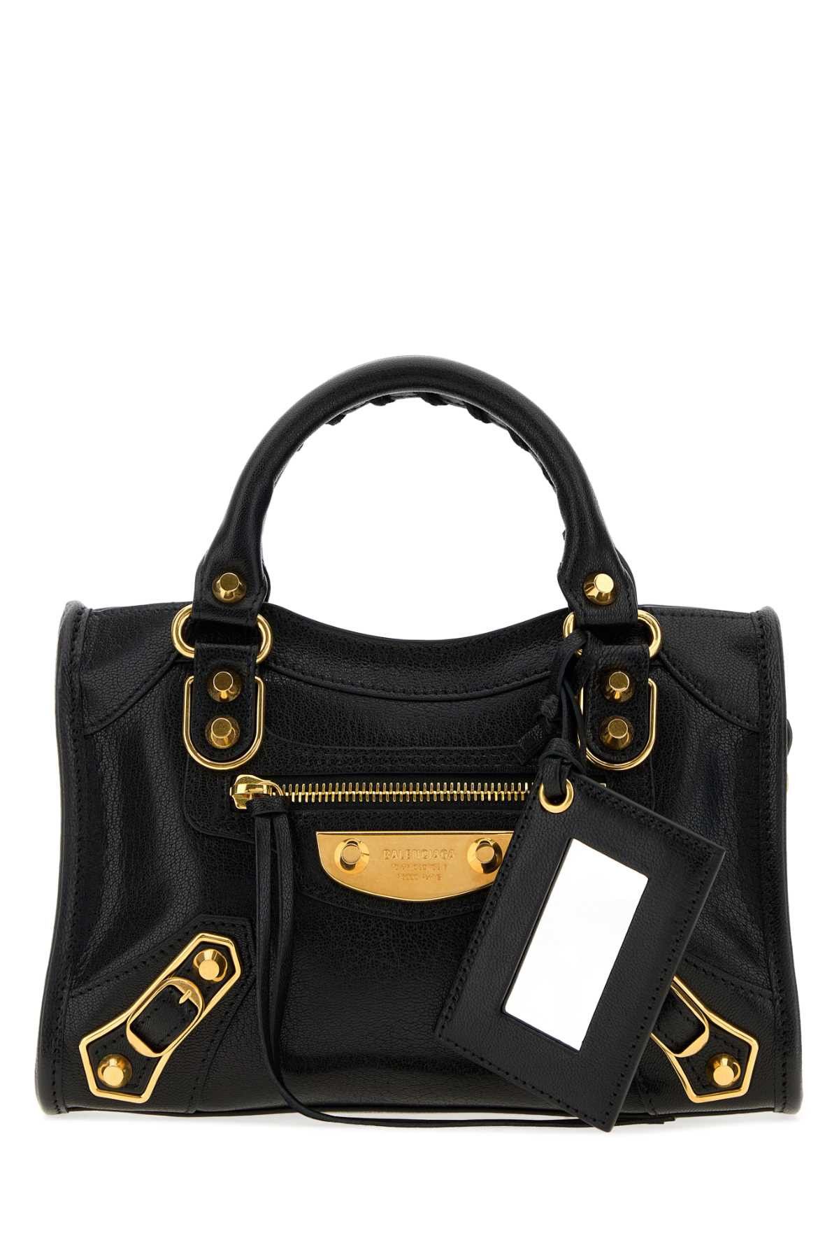 Black Leather Mini Le City Uptown Handbag, Women's