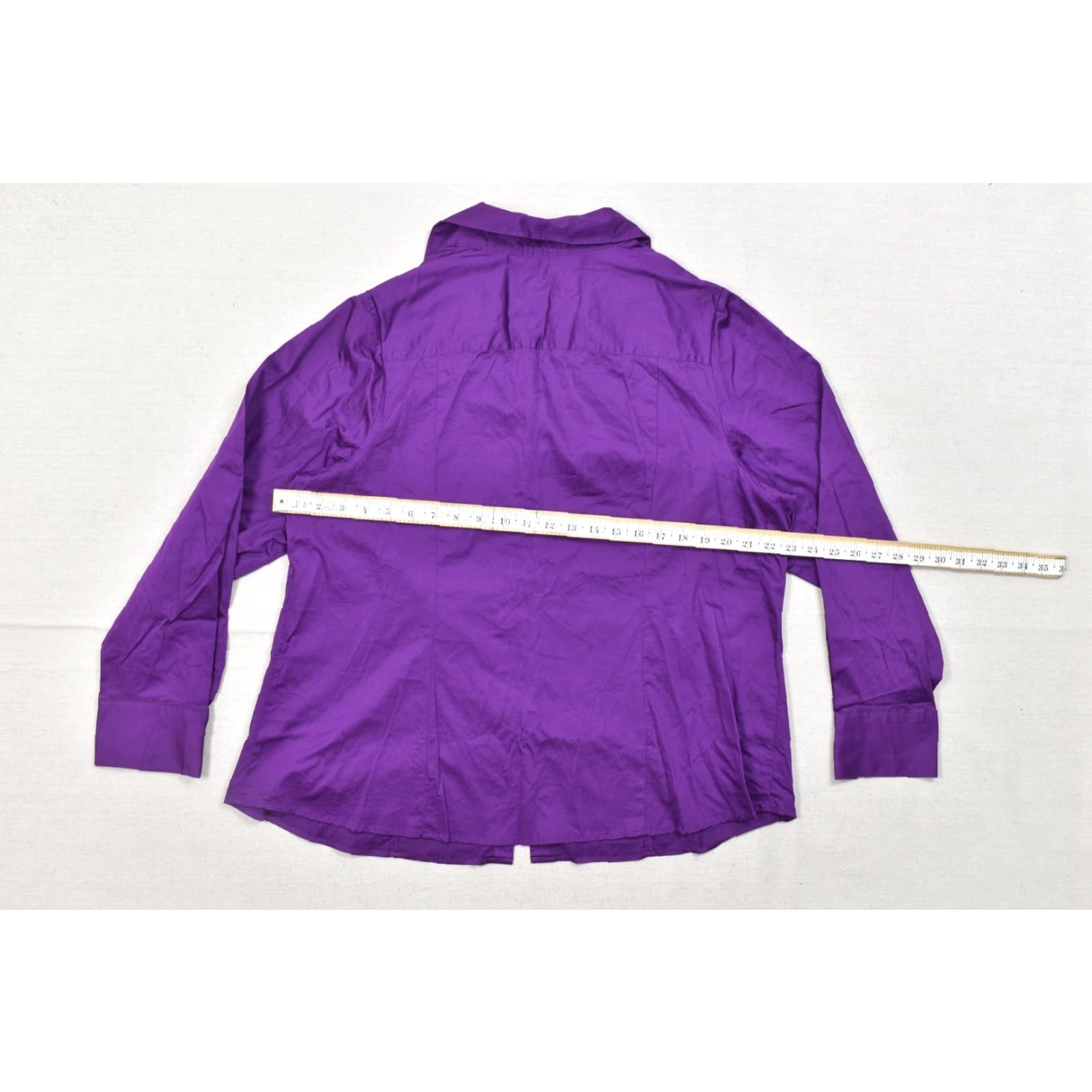 Vintage Lane Bryant Womens Plus Size 20 Purple Cotton Stretch Long Sleeve Button-Down Blouse Shirt Blouse Size 3XL / US 20-22 - 3 Thumbnail
