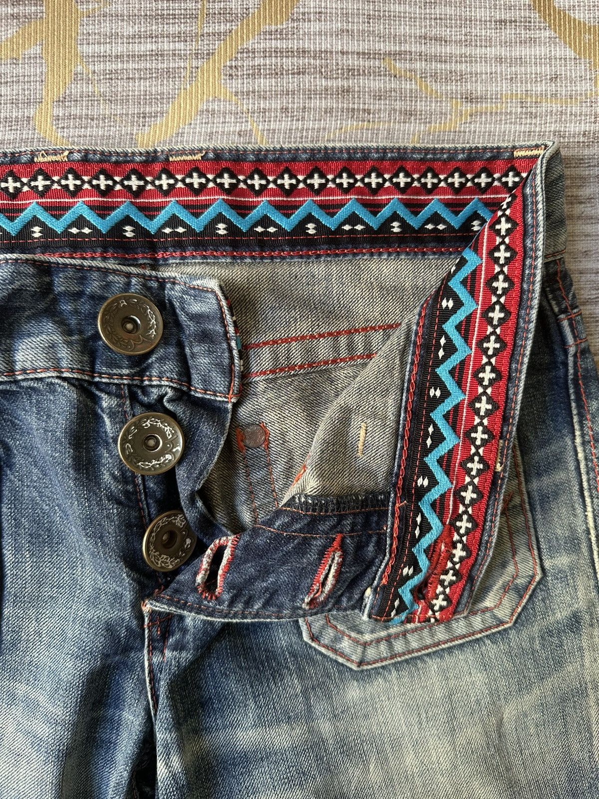 Edwin FLARE Edwin Blue Trip Fatigue Design Distressed Denim Size US 29 - 19 Thumbnail