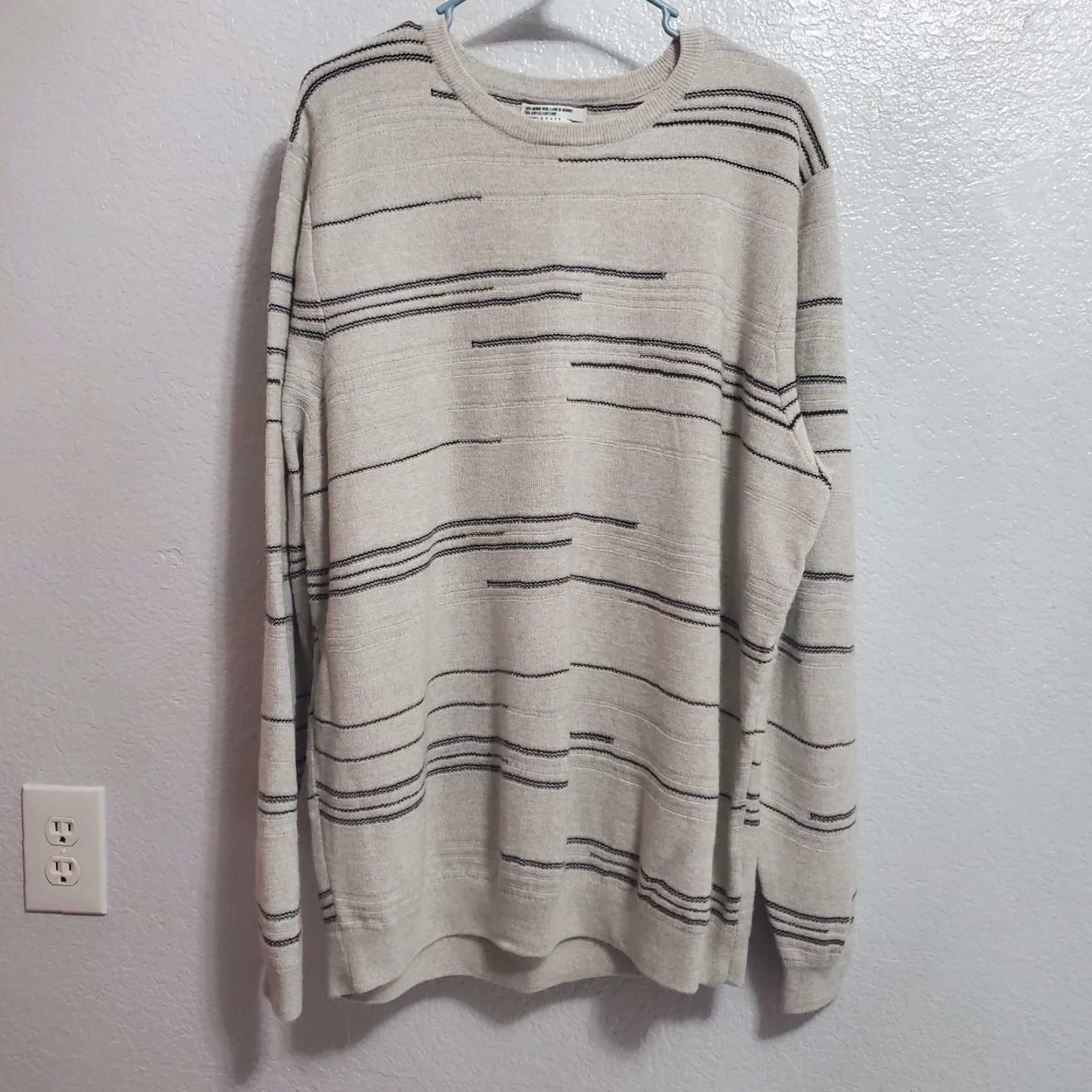 Vintage Calibrate Sweater Men XXL Gray Merino Wool Blend Striped Crew Neck Pullover Size US XXL / EU 58 / 5 - 2 Thumbnail