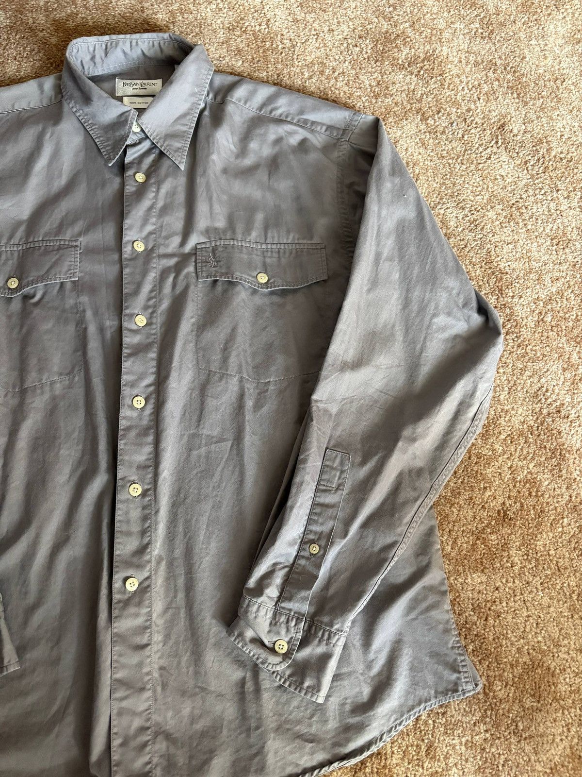 Yves Saint Laurent Yves Saint Laurent Shirt Button Up Grey Size US L / EU 52-54 / 3 - 3 Thumbnail