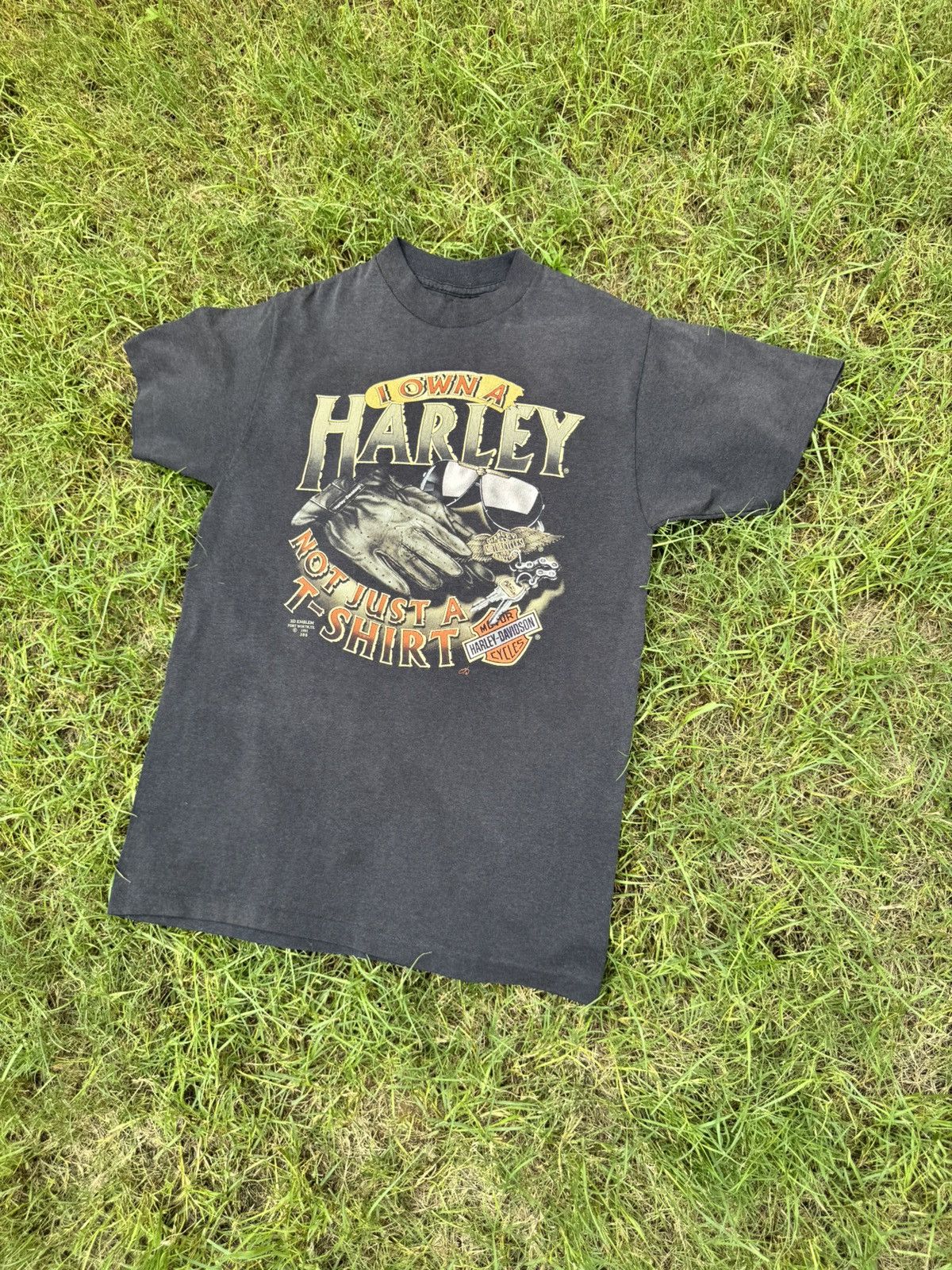 Harley Davidson VTG 3D Emblem "1991 Harley Davidson I OWN A HARLEY NOT Size US M / EU 48-50 / 2 - 2 Thumbnail