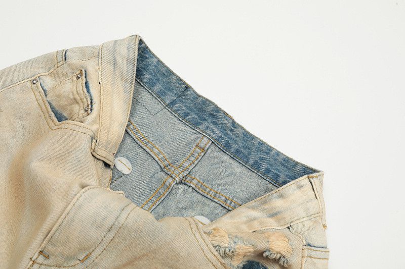 Jean American retro washed distressed straight leg jeans for men Size US 32 / EU 48 - 4 Thumbnail