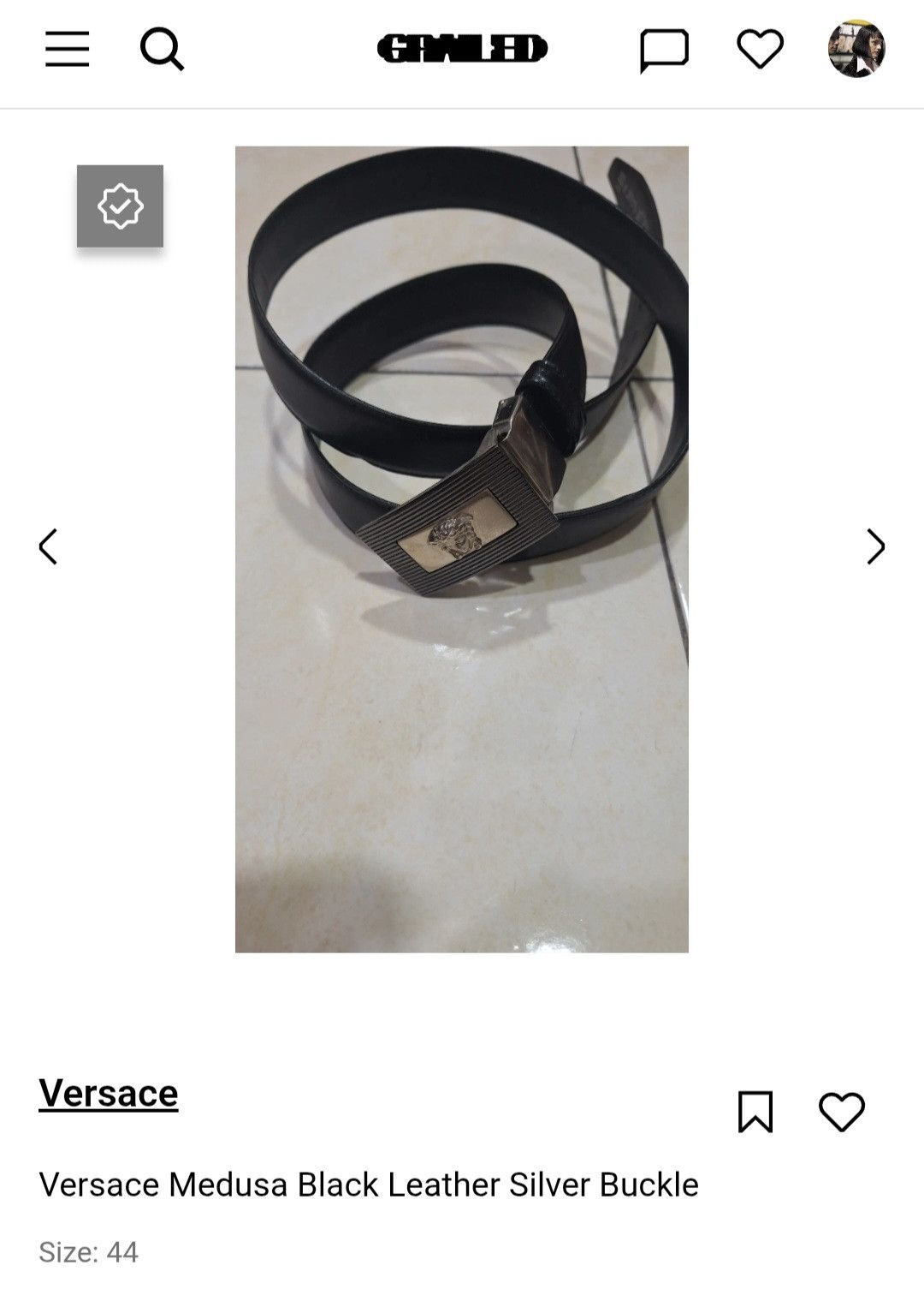 Versace Versace Medusa Black Leather Silver Buckle Size 44 - 9 Thumbnail