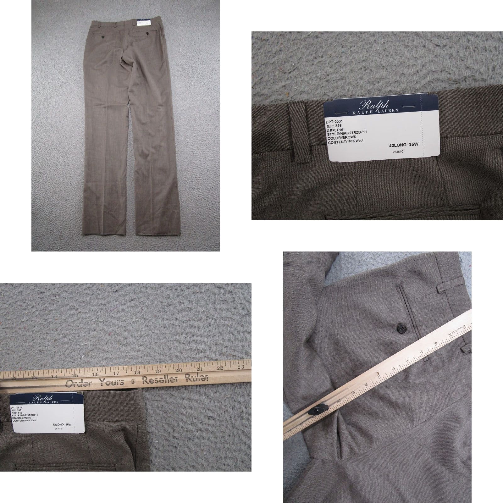 Ralph Lauren Ralph Lauren Suit 42 L Gray Wool 2 Button Designer LRL Jacket Pants Set Career Shirt Size 42R - 9 Thumbnail