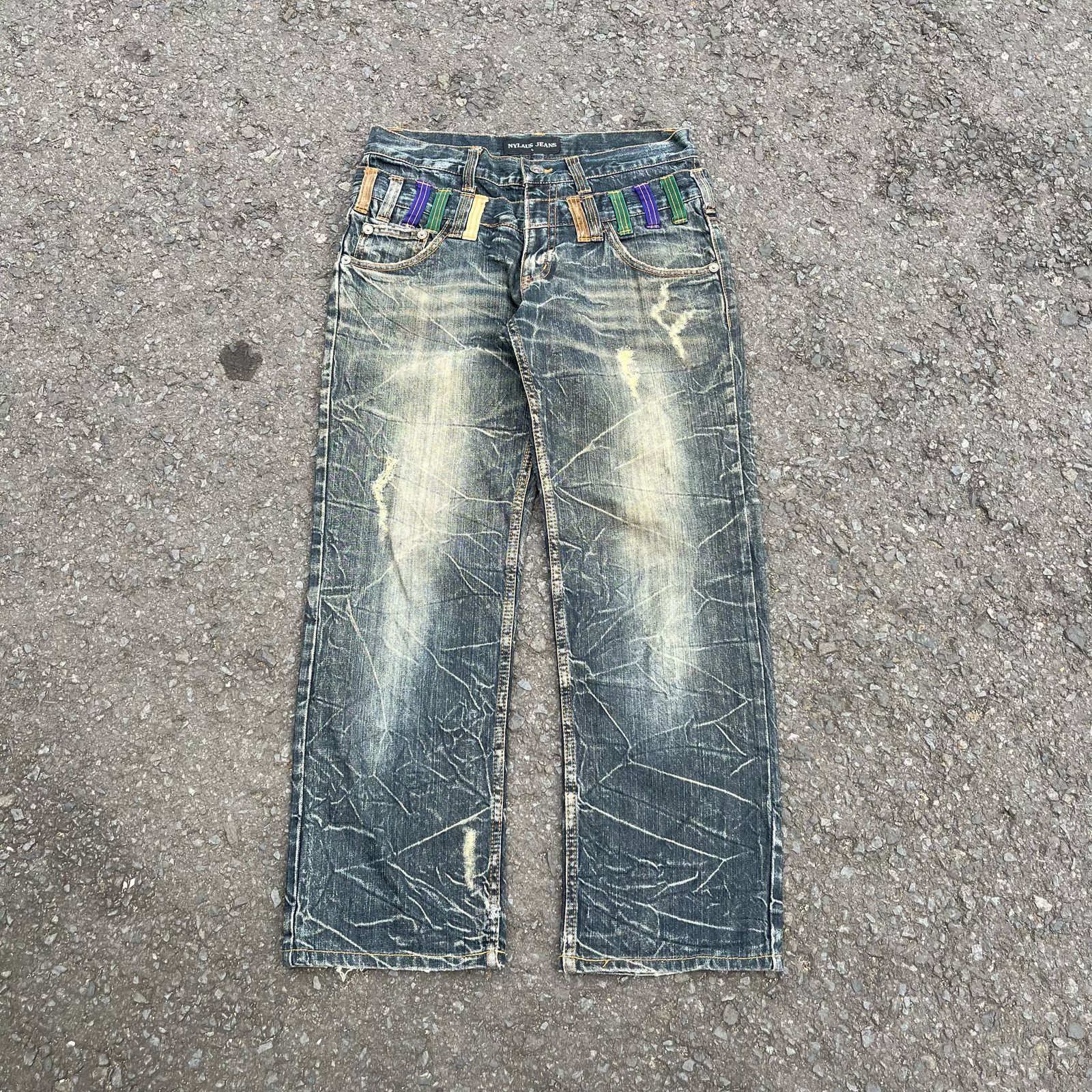 20471120 Nylaus Distressed Double Waist Denim Size US 32 / EU 48 - 1 Thumbnail