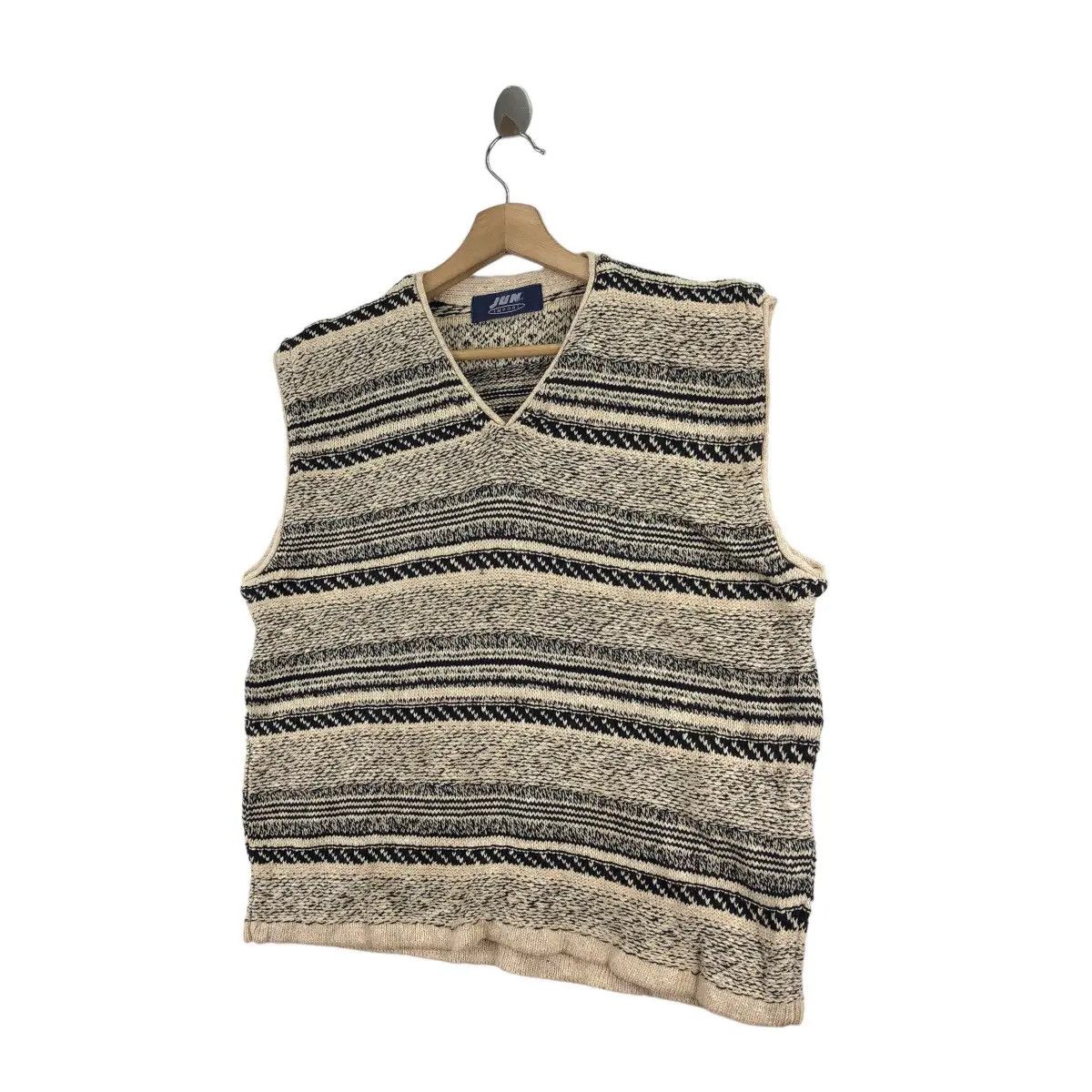 Vintage Vtg JUN MEN IMPORT Collection V Neck Boro Knitwear Tank Top Size US XL / EU 56 / 4 - 3 Thumbnail