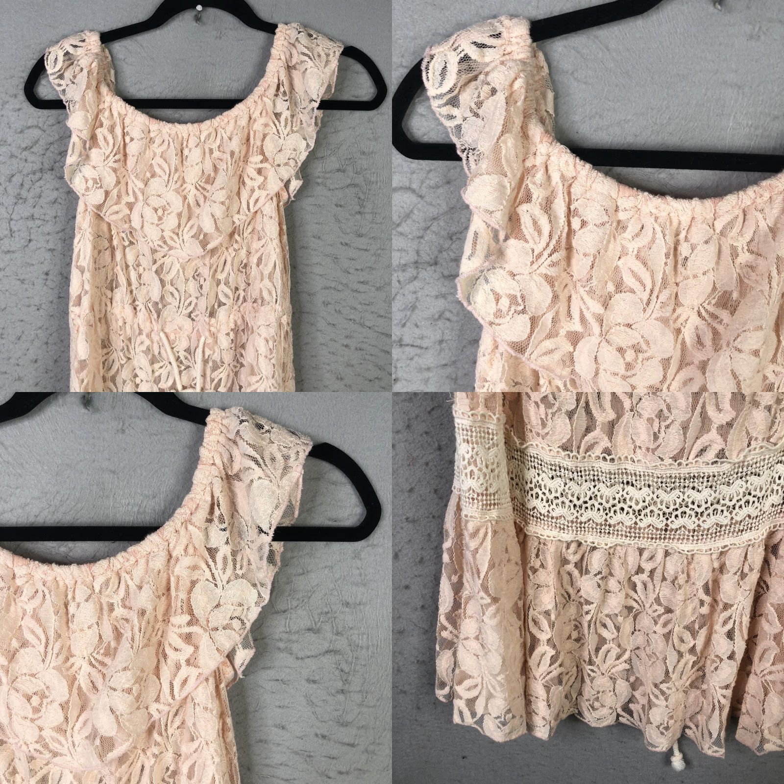 Vintage Somedays Lovin Dress Womens XS Pink Lace Floral Ruffle Mini Boho Coquette Size XS / US 0-2 / IT 36-38 - 10 Thumbnail