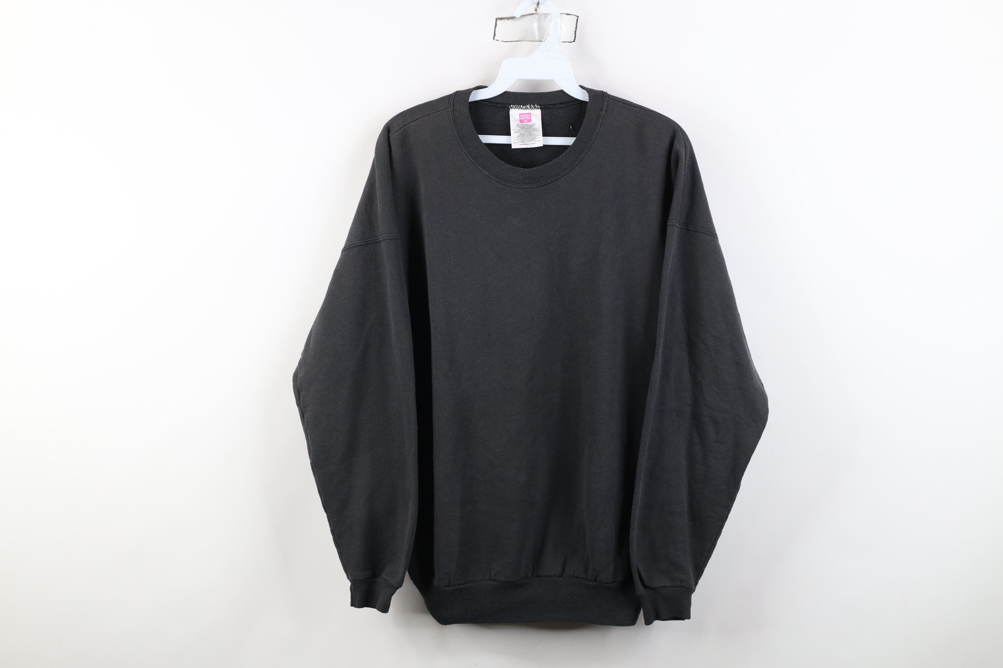 Vintage Vintage 90s Streetwear Faded Blank Crewneck Sweatshirt Black Size L / US 10 / IT 46 - 1 Thumbnail