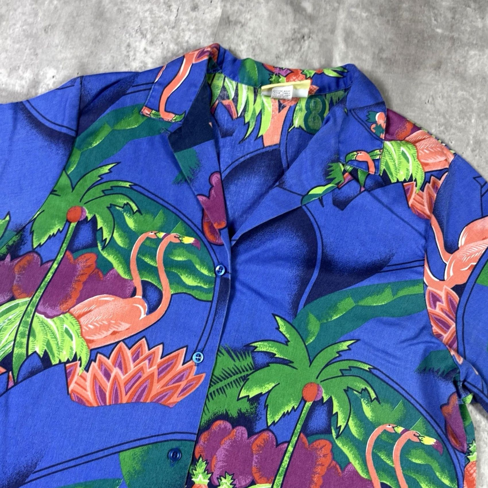 Vintage VINTAGE Cheryl Tiegs Shirt 14 Average Tropical Florida Flamingo Graphic Aop Size XL / US 12-14 / IT 48-50 - 5 Thumbnail