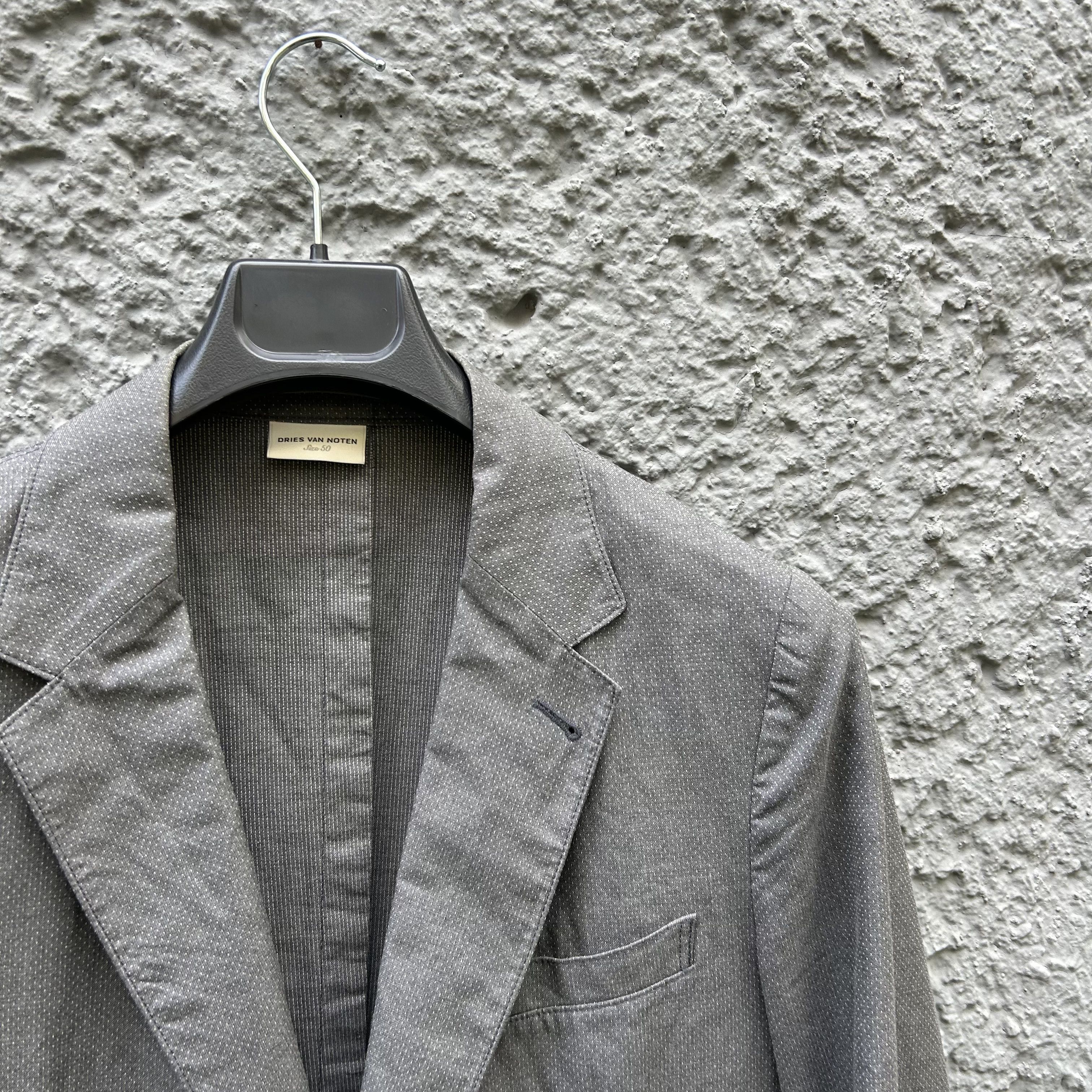 Dries Van Noten Dries van Noten Light Grey Unlined Patterned Blazer Jacket Size 50R - 3 Thumbnail
