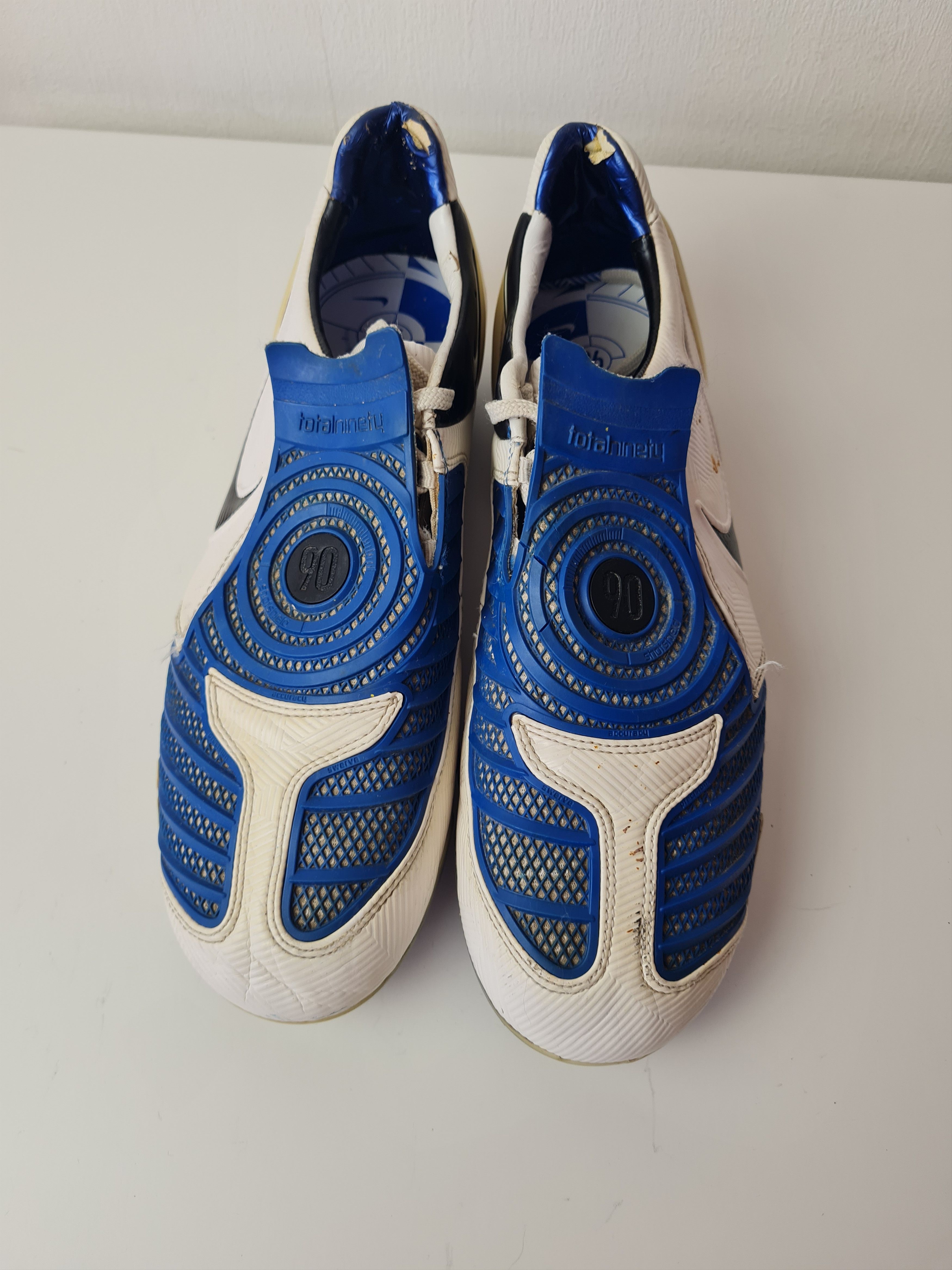 Nike Cleats Nike Total 90 Shoot II FG White/Blue Y3 318793-104 Size US 10.5 / EU 43-44 - 3 Thumbnail