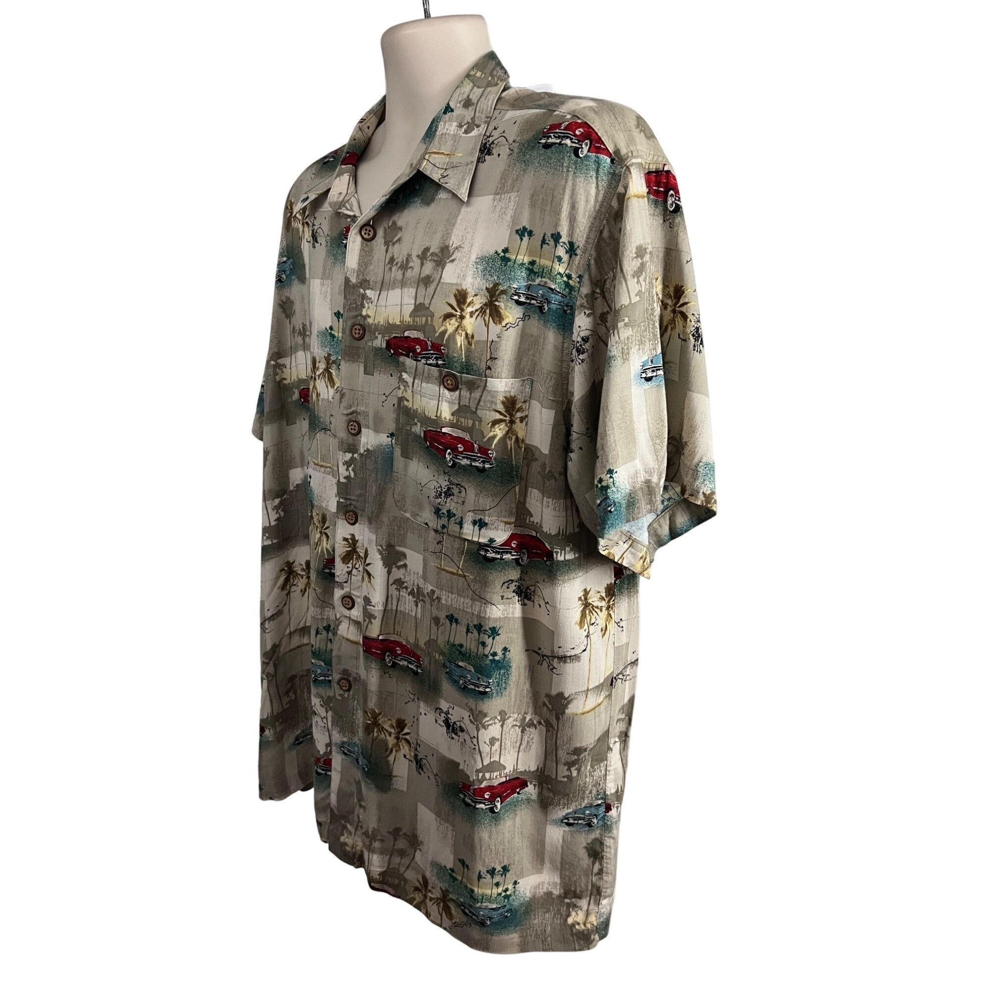 Vintage Mens Hawaiian Floral Button Up Camp Shirt XL Pocket Retro Cl Size US XL / EU 56 / 4 - 3 Thumbnail