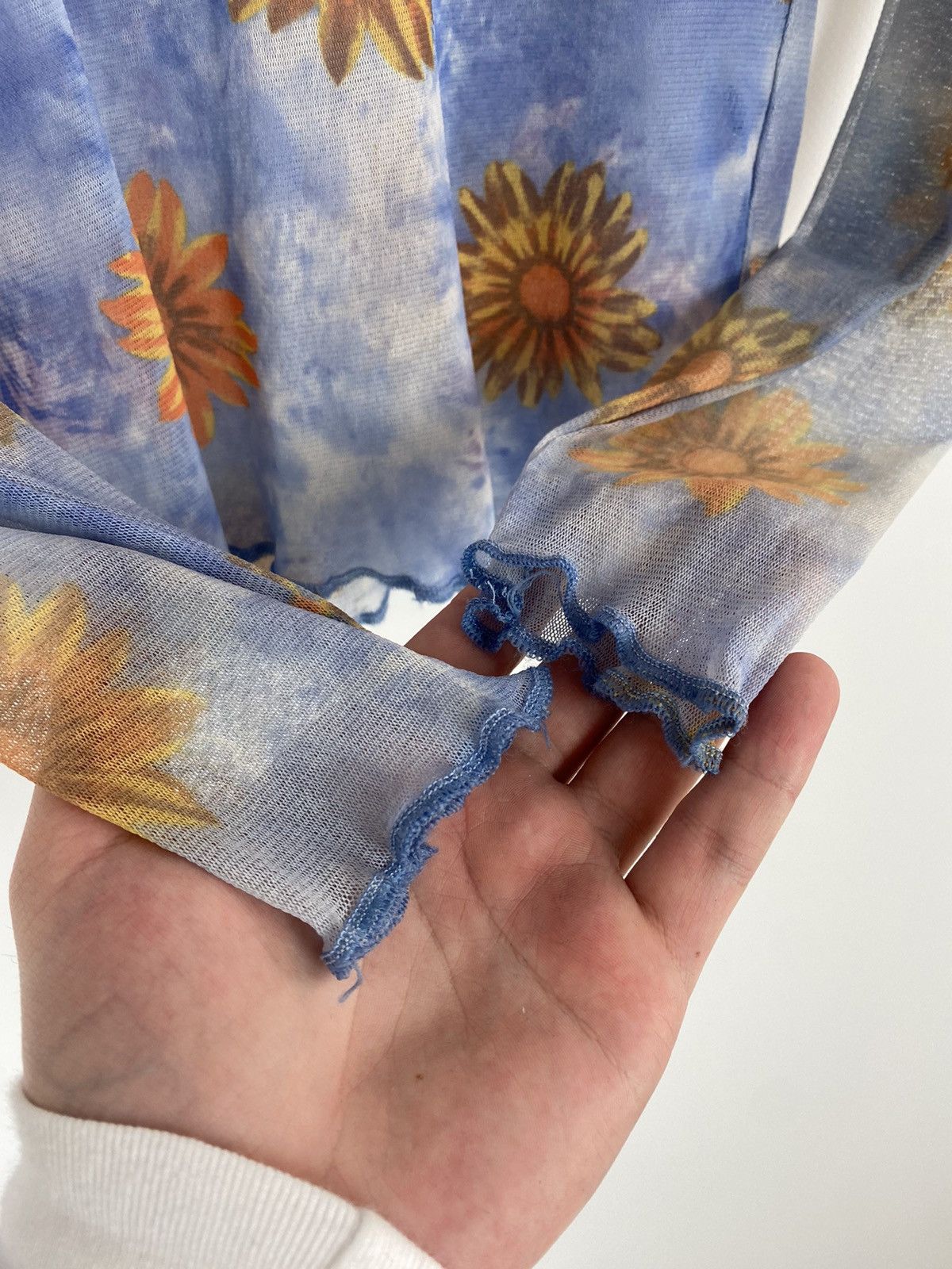 Vintage Y2K Vintage Two Wild London Floral Sky Blue Mesh Top Size S / US 4 / IT 40 - 5 Thumbnail