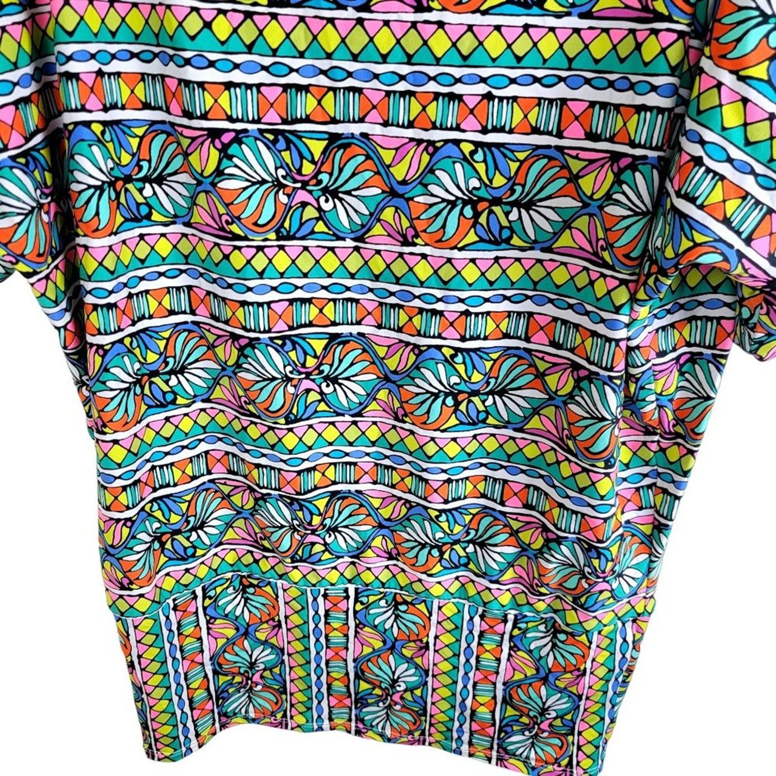 Trina Turk Trina Turk Bora Bora Striped Floral Tunic Cover Up Dress Size ONE SIZE - 6 Thumbnail