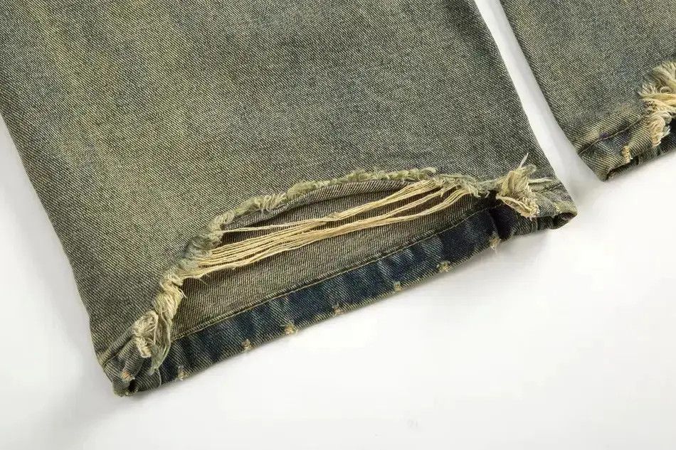 Japanese Brand Streetwear Yellow Style Distressed Straight Jeans y2k Size US 30 / EU 46 - 6 Thumbnail