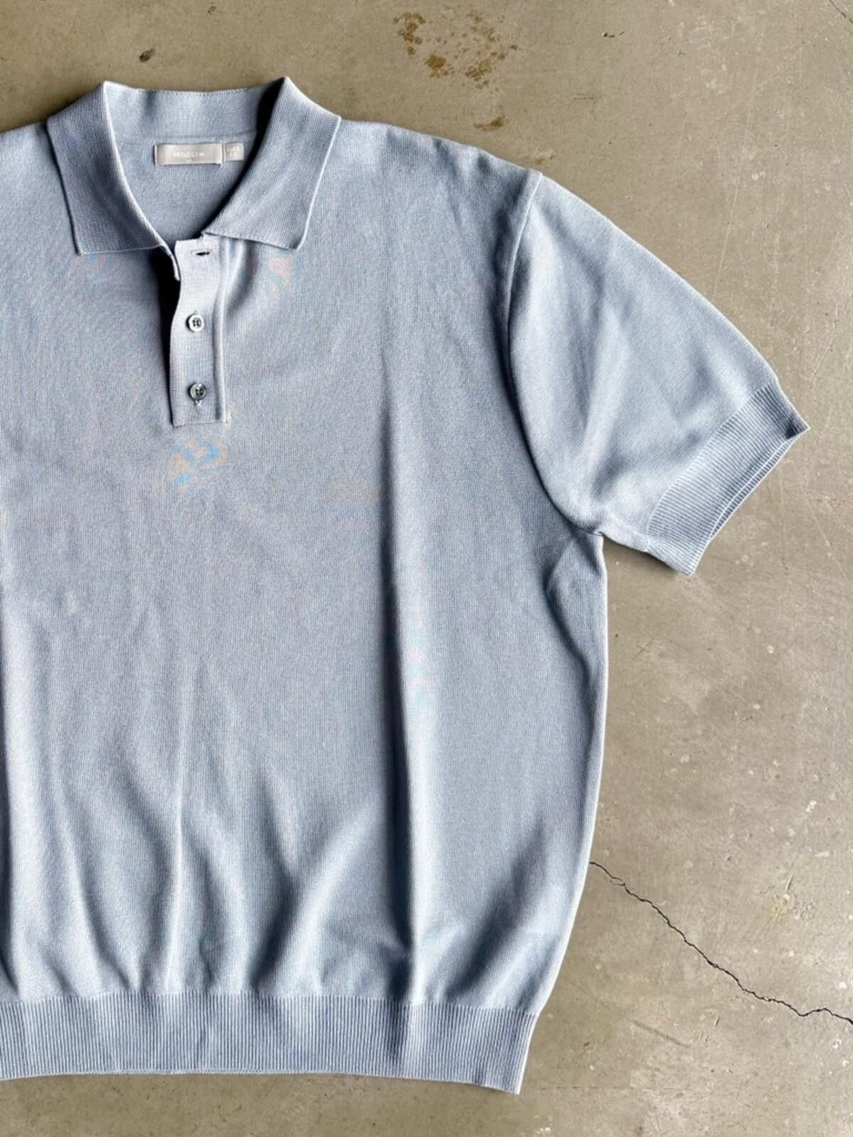 (multee)project Project M / Collared Knit Polo Shirt / Light Blue Size US M / EU 48-50 / 2 - 1 Thumbnail