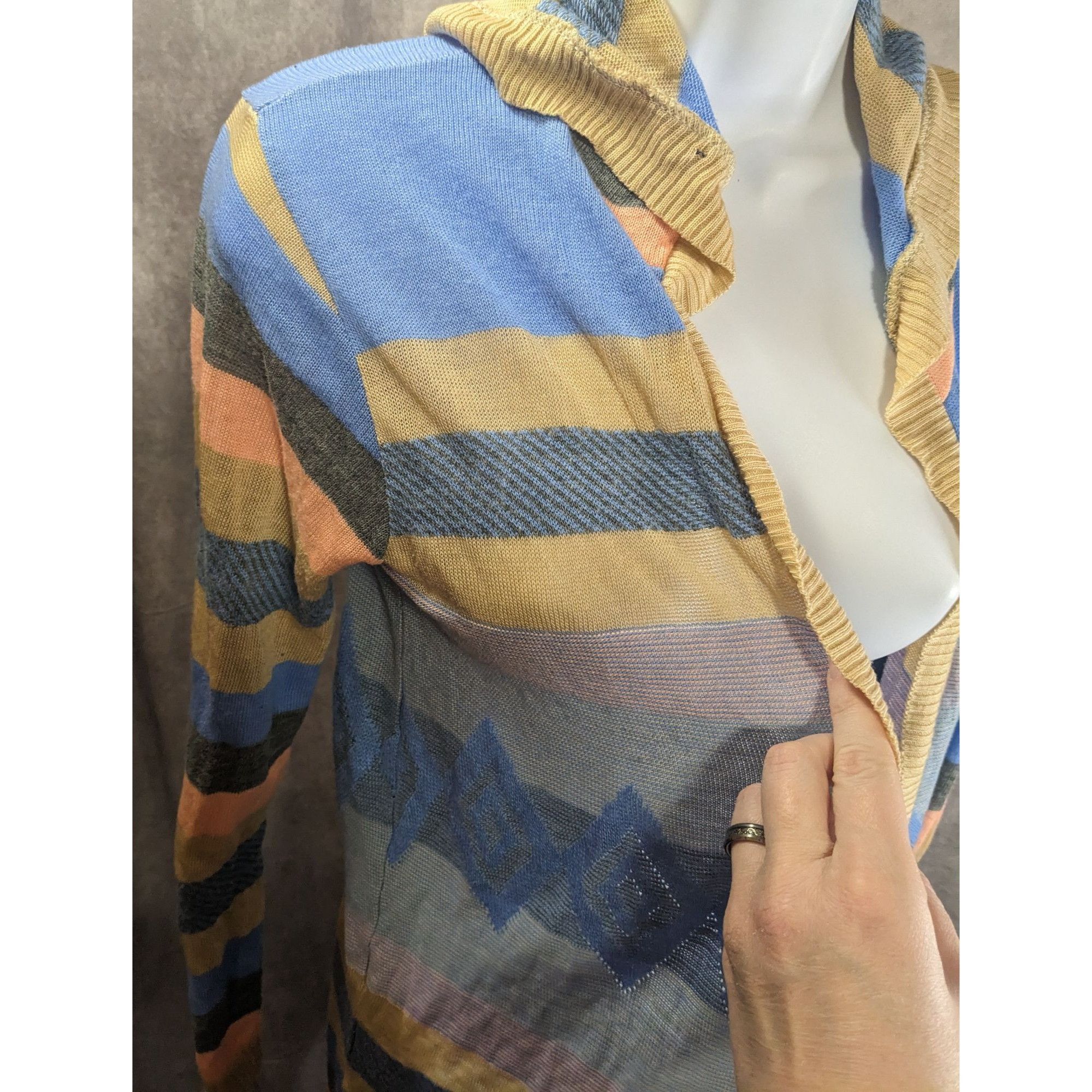 Other Say What? Southwestern Open Front Hooded Cardigan Striped Kn Size S / US 4 / IT 40 - 9 Thumbnail