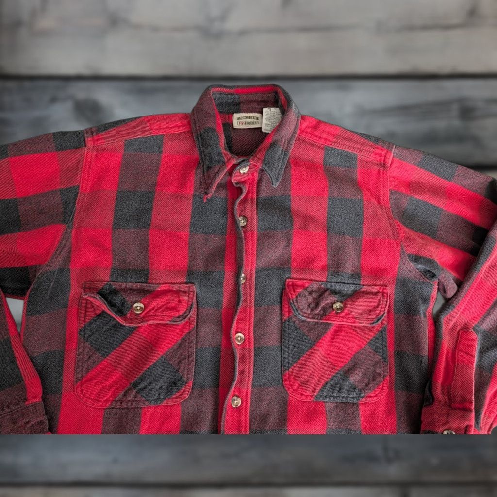 Vintage VINTAGE Five Brother Shirt Mens M Red Check Flannel Button-Up Heavy Cotton 90s Outdoors USA Size US M / EU 48-50 / 2 - 1 Thumbnail