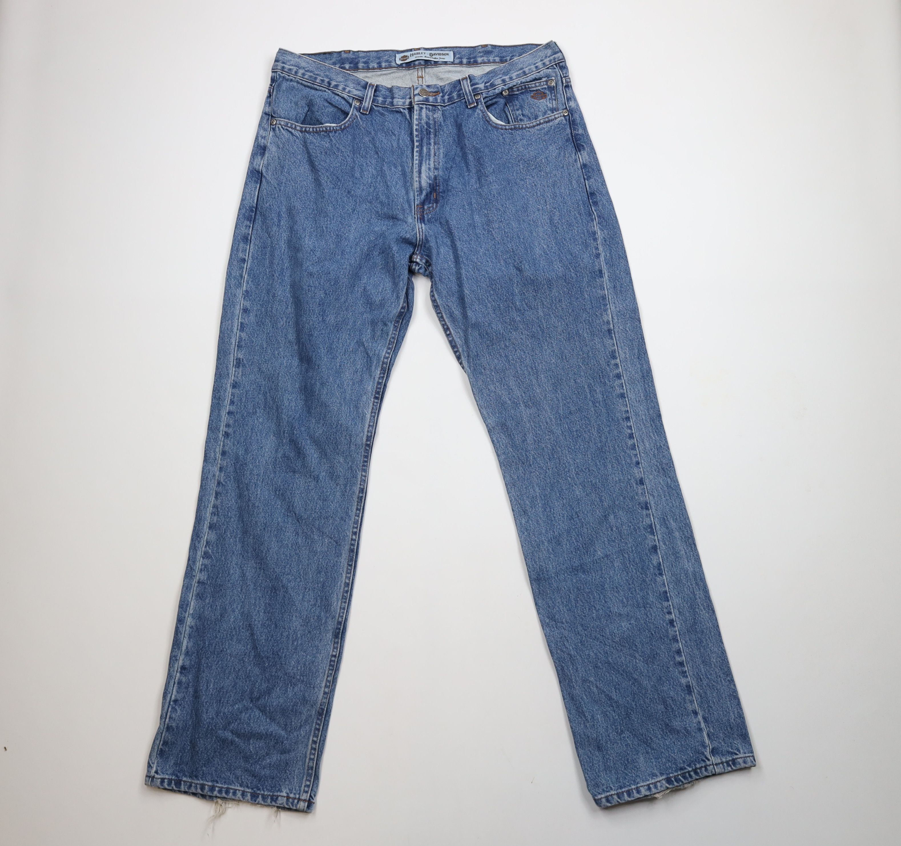 Harley Davidson × Vintage Vintage 90s Harley Davidson Baggy Wide Leg Denim Jeans Blue Size US 38 / EU 54 - 1 Thumbnail