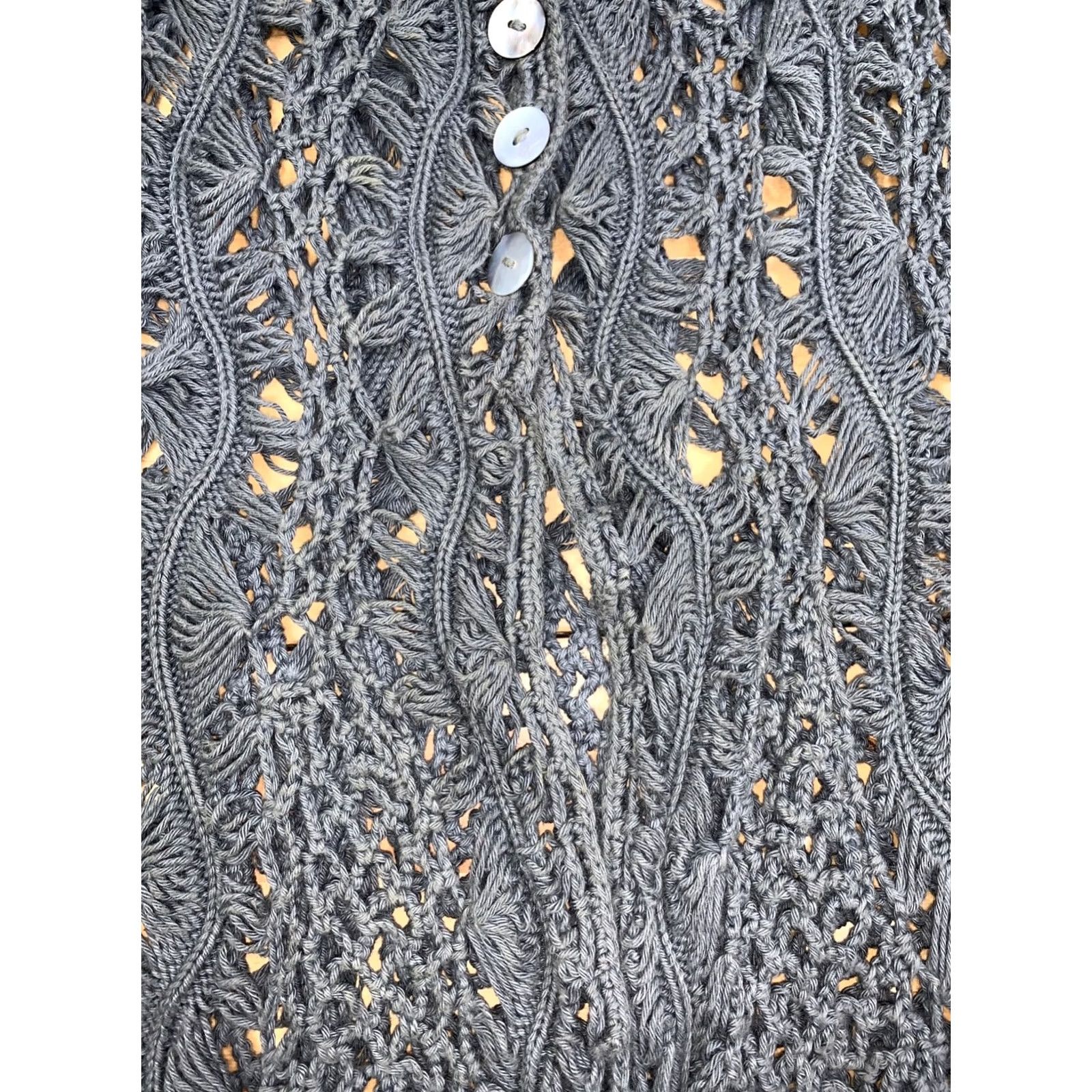 Vintage Pure Handknit Cardigan Women S/M Gray Crochet Casual Bohemian 13340 Sweater Cardigan Womens S/M Gray Crochet Bohemian Winter Fall Size S / US 4 / IT 40 - 6 Thumbnail