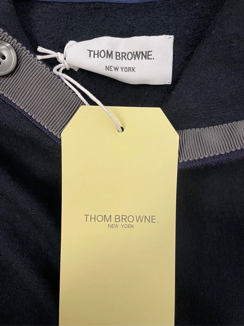 Thom Browne Thom browne blue four-striped hooded button wool cardigan j Size US XS / EU 42 / 0 - 7 Thumbnail