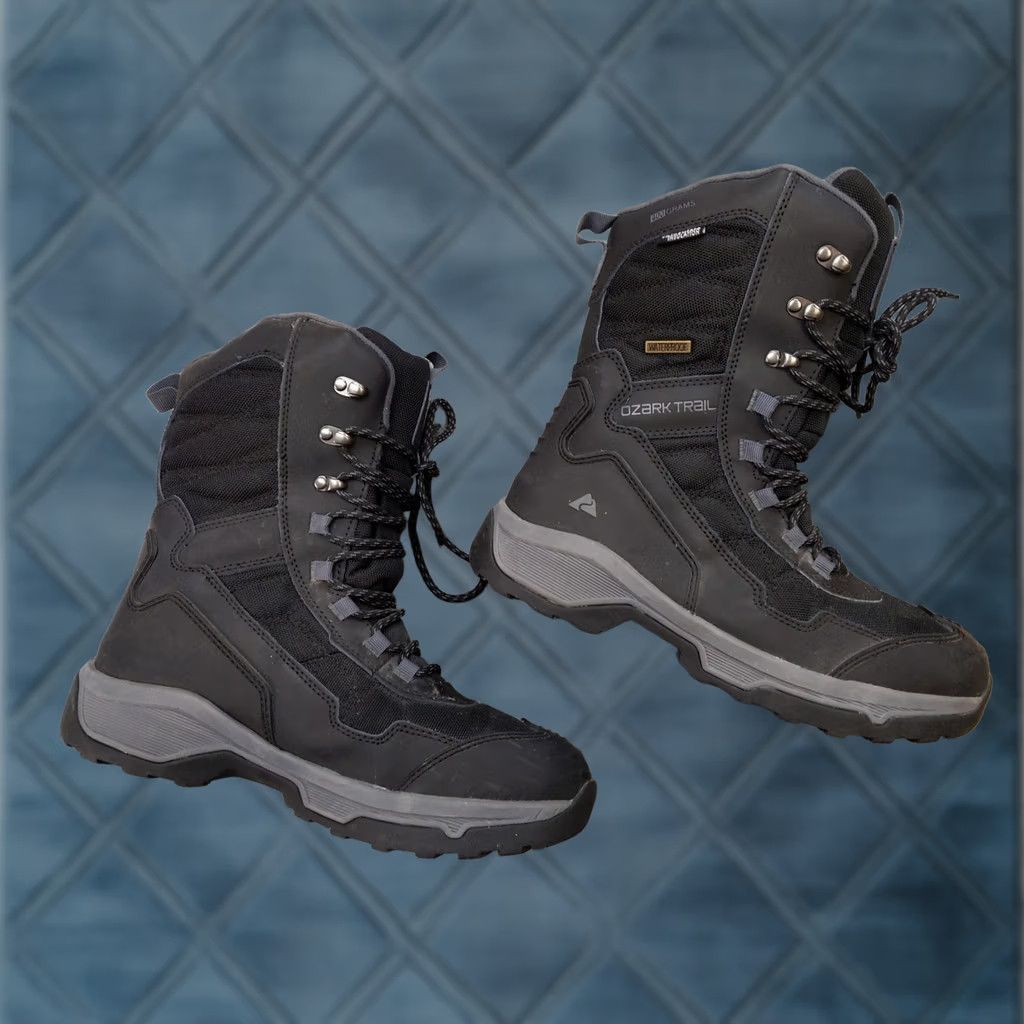 Vintage Ozark Trail Mens Snow Boots 8 Black Waterproof Thinsulate MNOT44CK002L Leather Mid-Calf Winter Hiking Hiking Womens Mens? Size US 8 / EU 41 - 1 Thumbnail