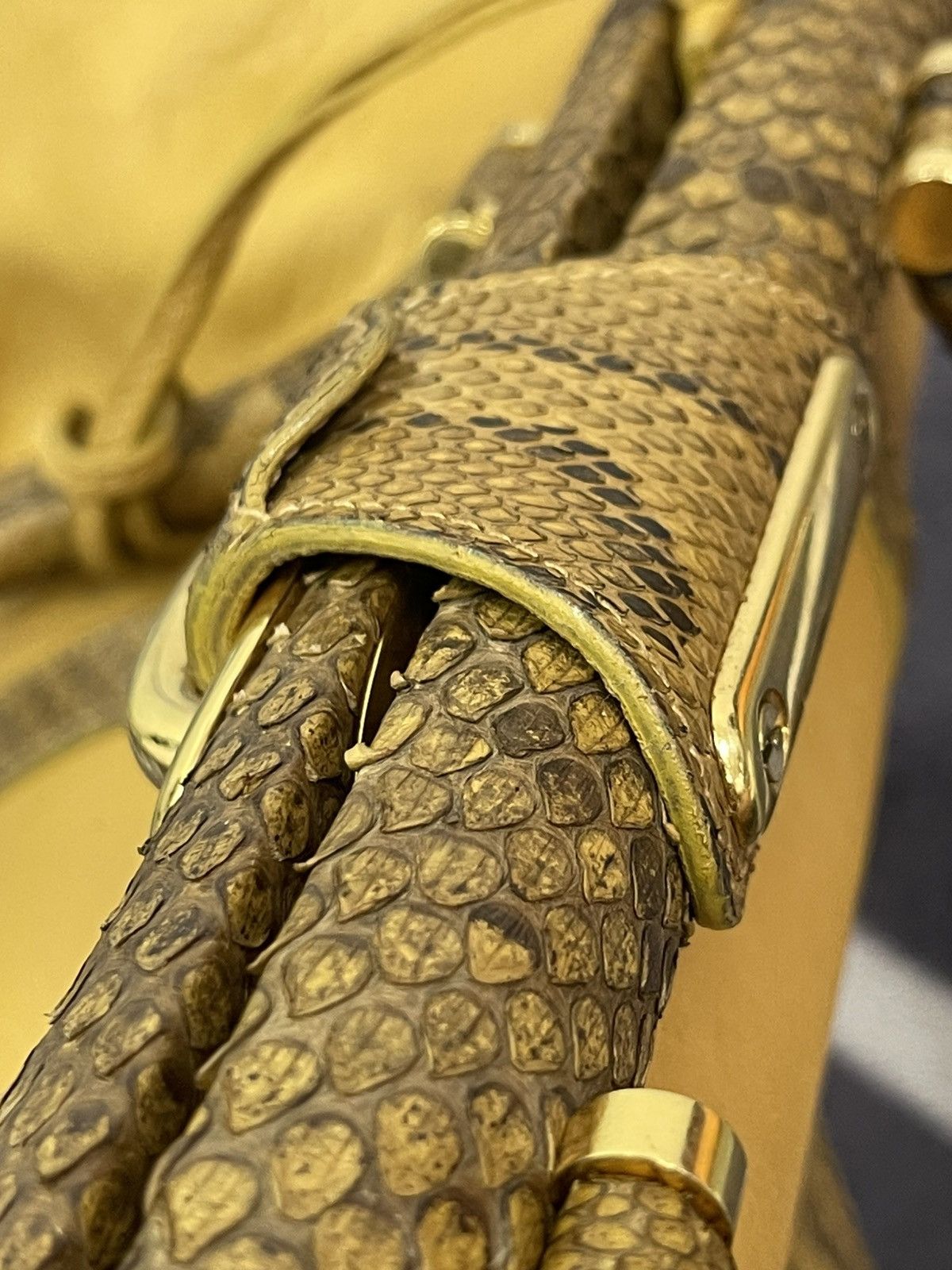 Genuine Leather Full Leather Python Vtg Elegance Italy Hand Bag 1🟩0 Size ONE SIZE - 10 Thumbnail