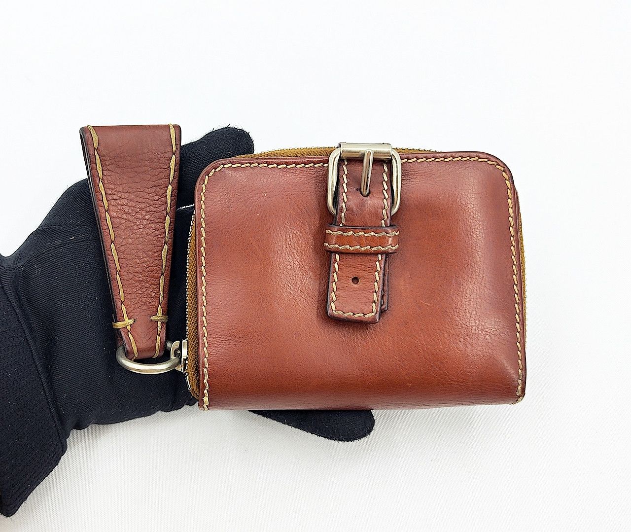 Chloe CHLOE brown leather bi fold wallet large zipper pull Size ONE SIZE - 1 Thumbnail