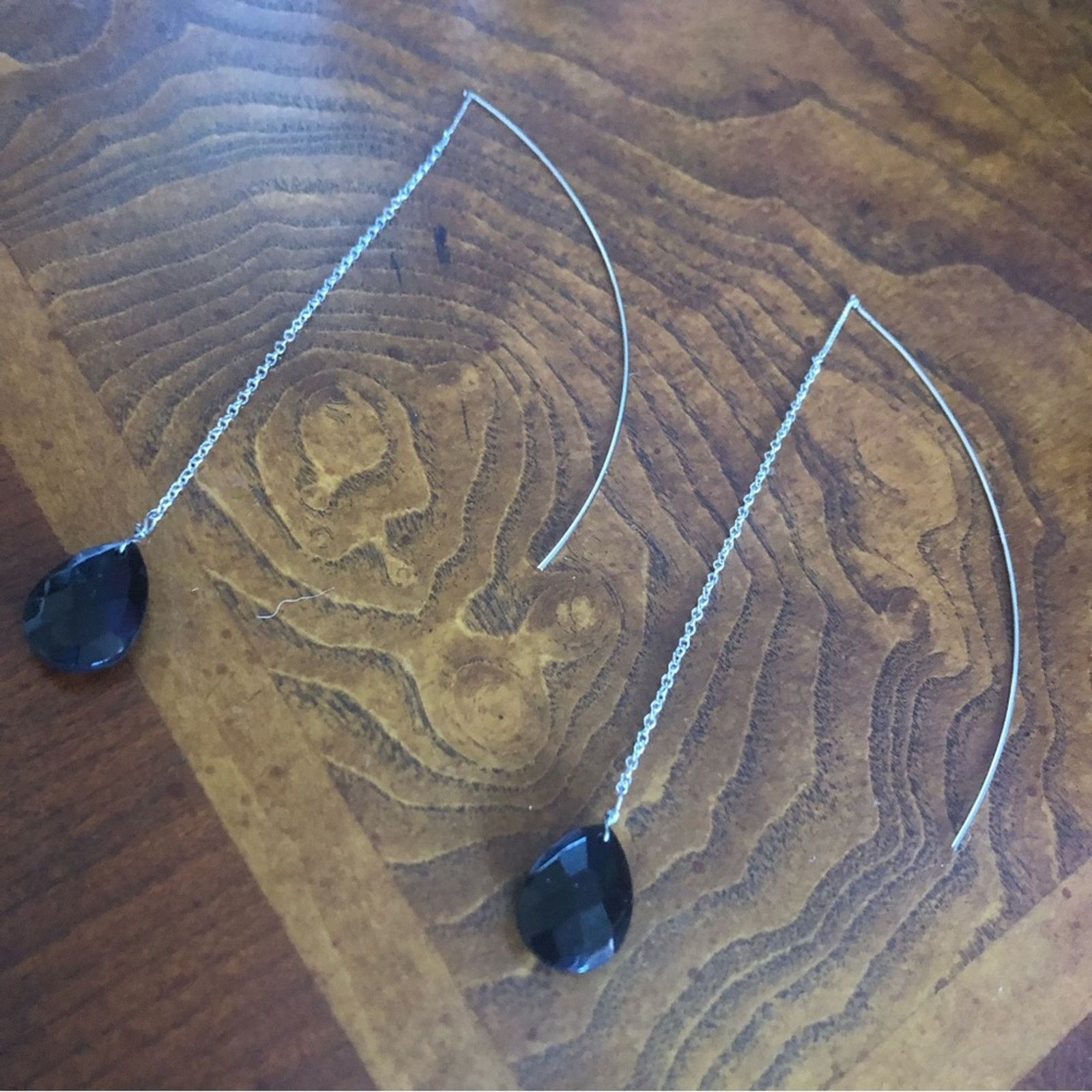 Jewelry Stainless steel claw teardrop crystal threader earring Size ONE SIZE - 2 Thumbnail