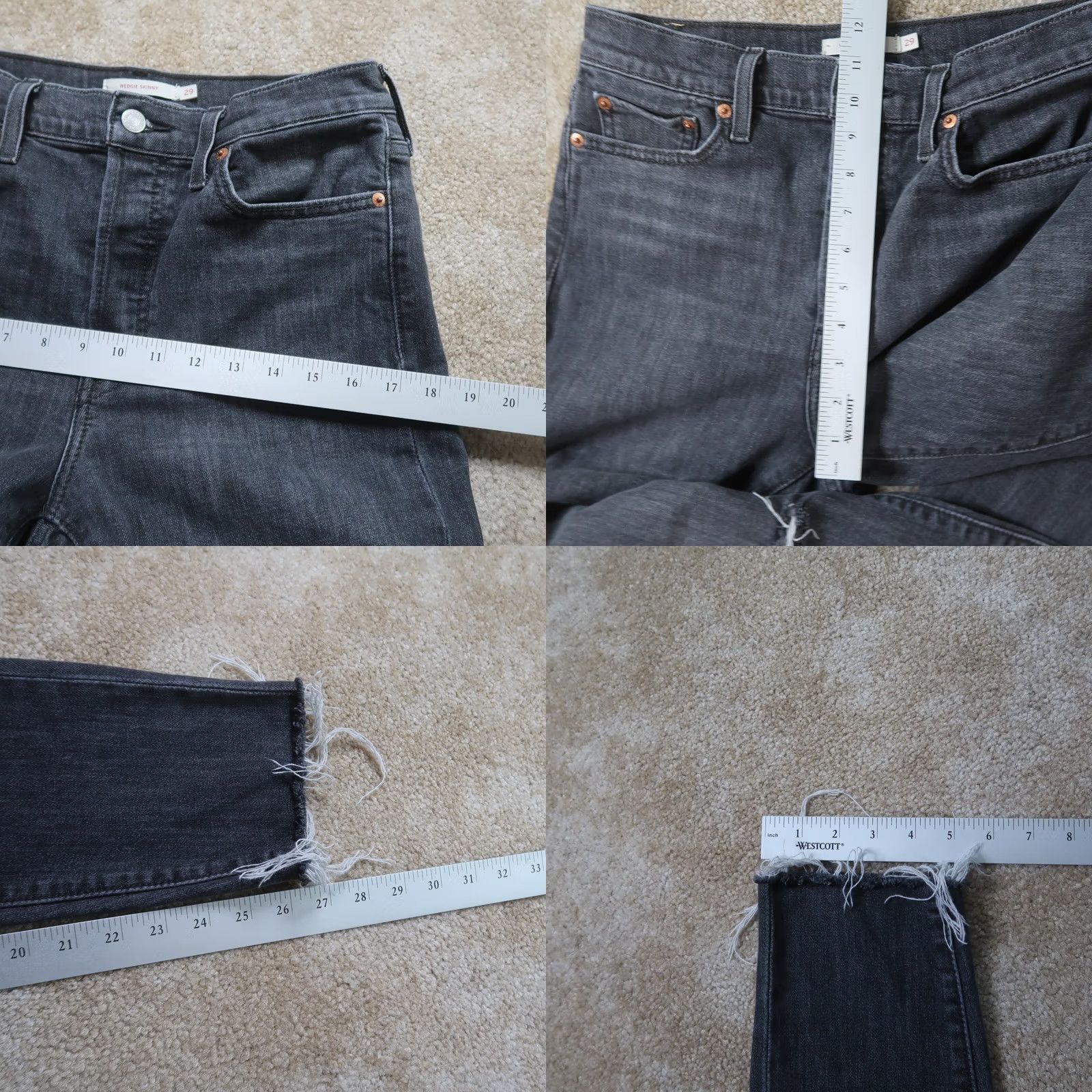 Levi's VINTAGE? No. Levi's Skinny Jeans Women 29 Black Denim Stretch Button Fly 5-Pocket High Rise Slim Size 29" - 9 Thumbnail