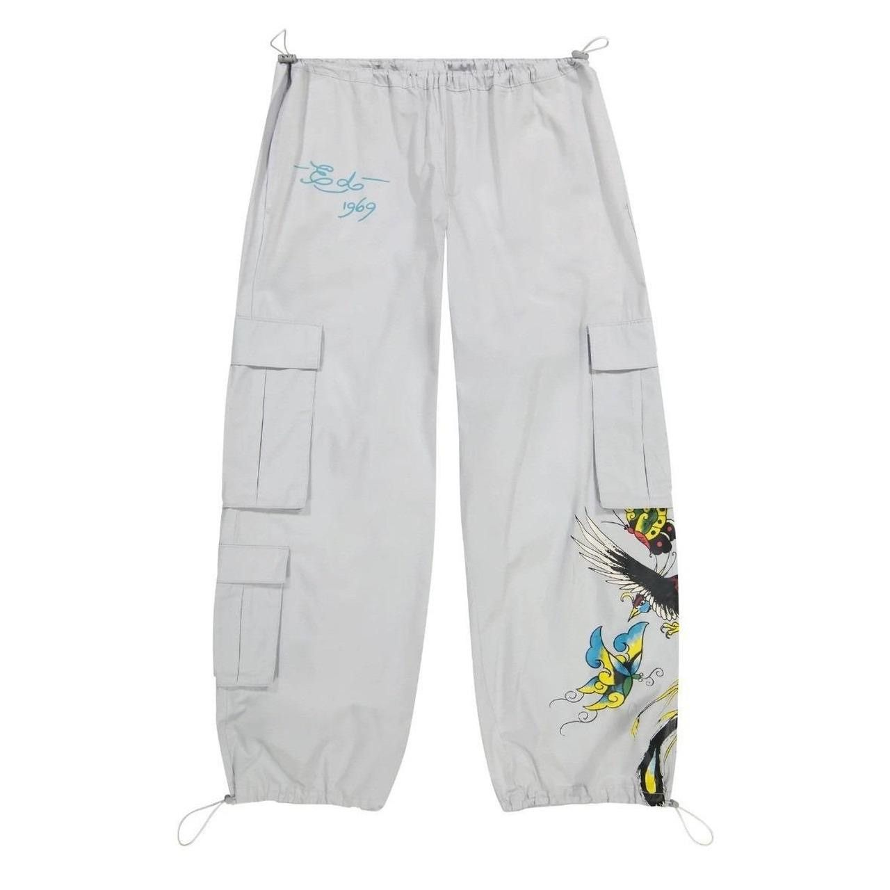 Ed Hardy Ed Hardy Butterflies Poplin Cargo Pants Light Grey LARGE Size 32" / US 10 / IT 46 - 1 Thumbnail