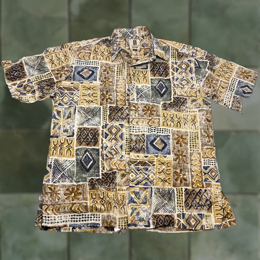 Tori Richard Tori Richard Men Shirt Hawaiian CAst Windowpane Pattern Short Sleeve Button-Up 100% Cotton Large Multicolor Mens Size US L / EU 52-54 / 3 - 1 Thumbnail
