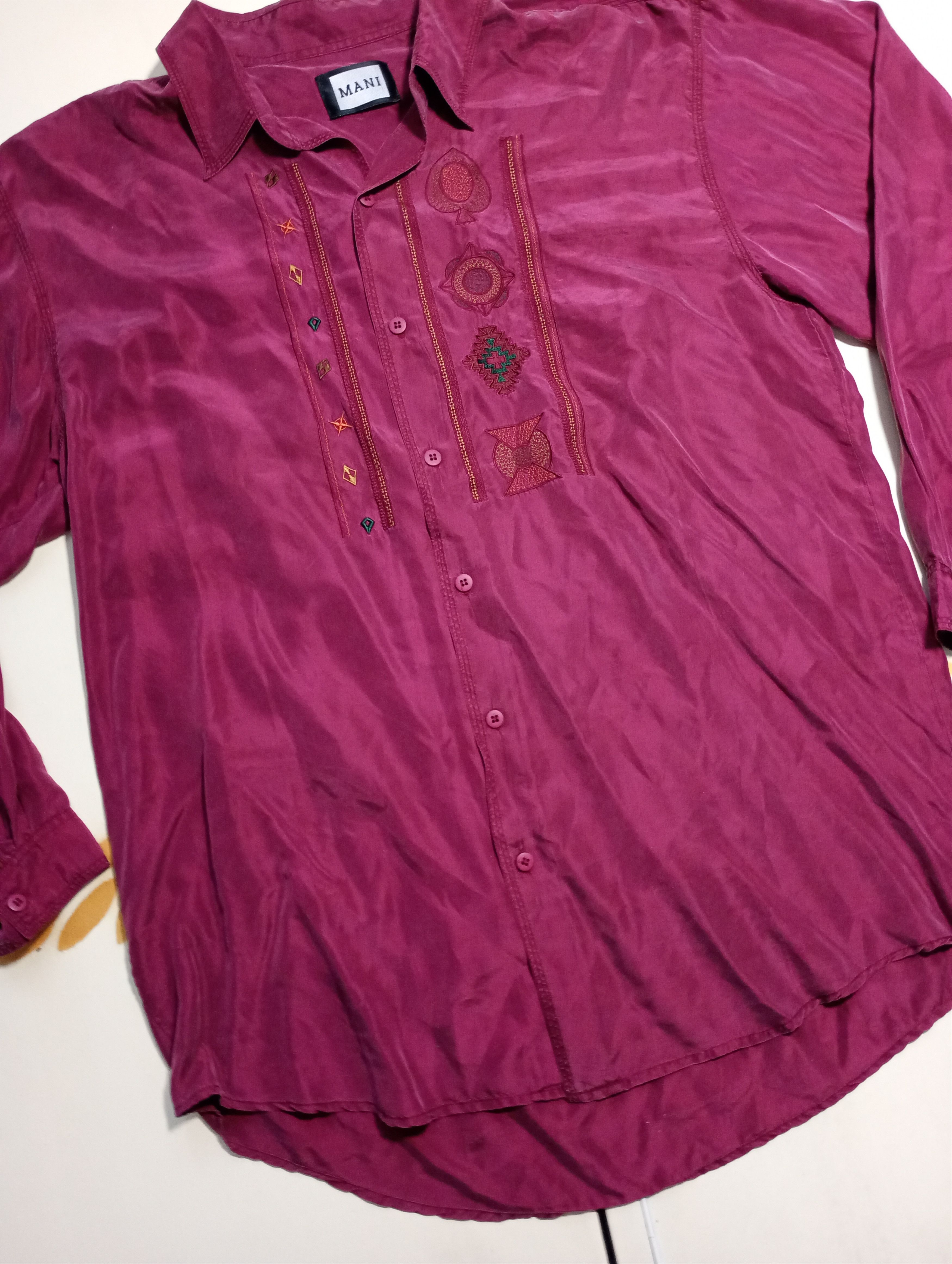Vintage Mani 100% Silk Shirt Vintage 90's Size US XL / EU 56 / 4 - 4 Thumbnail