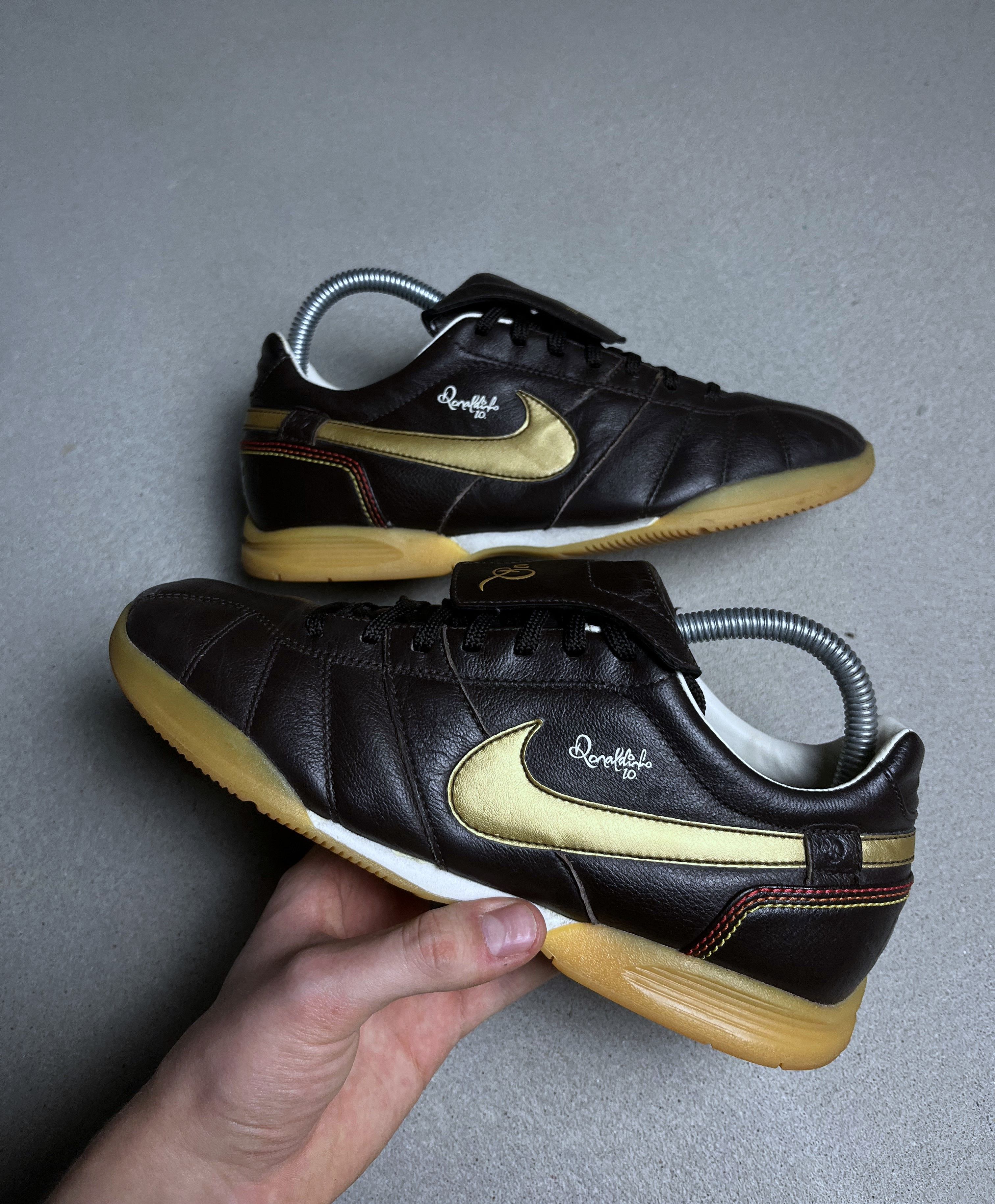 Nike Streetwear Vintage Nike Tiempo R10 Ronaldinho Indoor RARE Soccer Shoes Brown Grailed