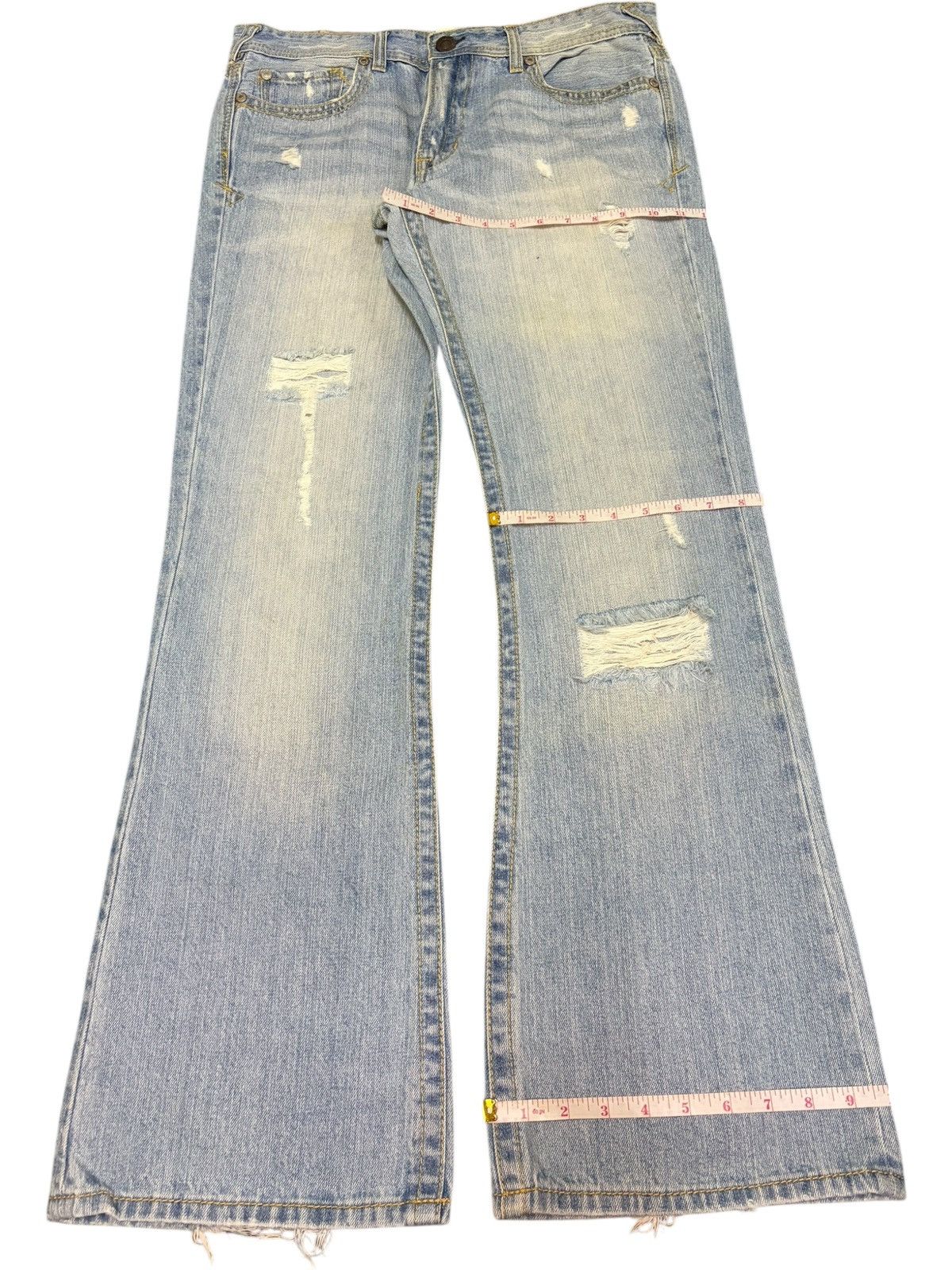 Edwin Vintage Japanese Brand Faded Wash Distress Flare Jeans Size US 34 / EU 50 - 8 Thumbnail