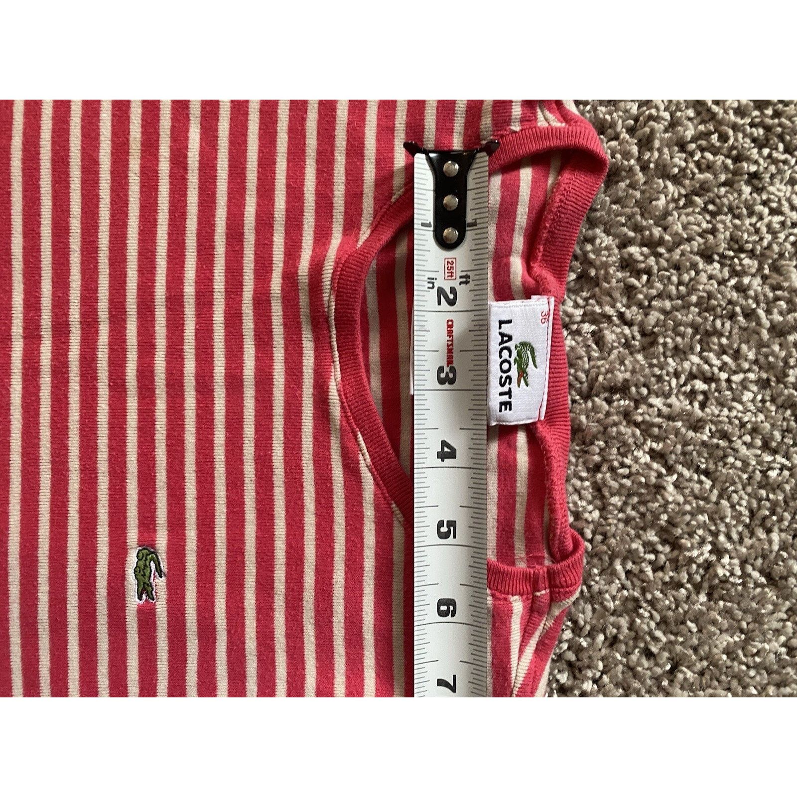 Lacoste Lacoste stripe knit crewneck wm shortsleeve top Size XS / US 0-2 / IT 36-38 - 9 Thumbnail