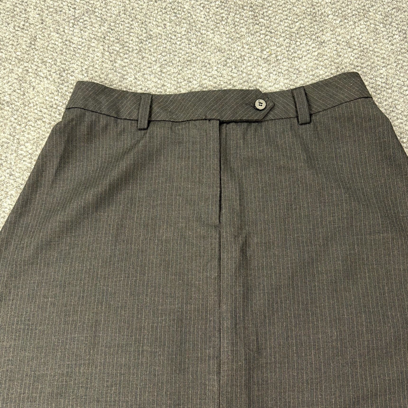 Vintage Herman Geist Skirt Womens 10 Brown Pinstripe A Line High Low Midi Career Office Size 32" / US 10 / IT 46 - 2 Thumbnail