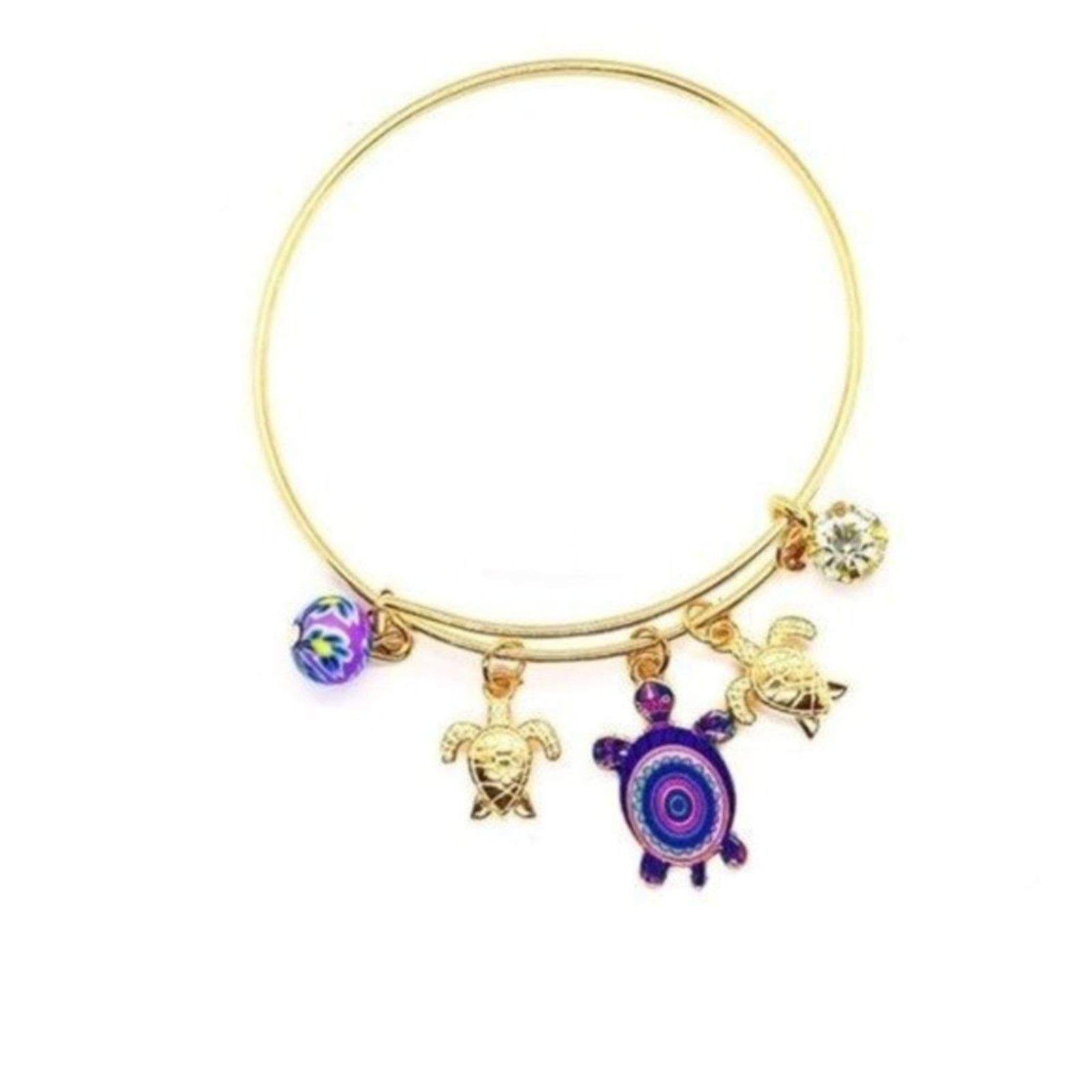 Other Beaded Sea Turtle Charm Colorful Bangle Bracelet Size ONE SIZE - 1 Thumbnail