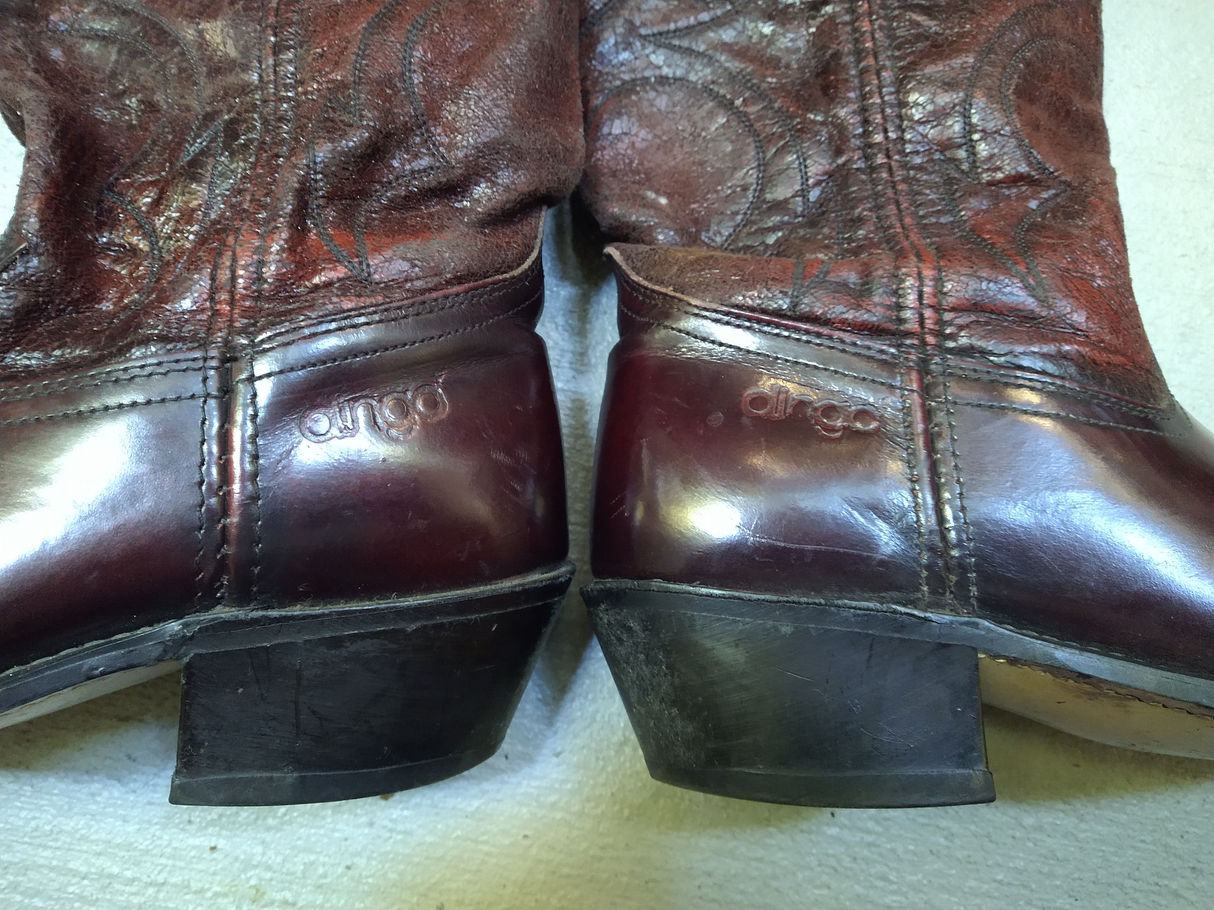 Genuine Leather Vintage Cowboy Boots Size 7 D Burgundy Red Leather Botas Size US 7 / EU 40 - 5 Thumbnail