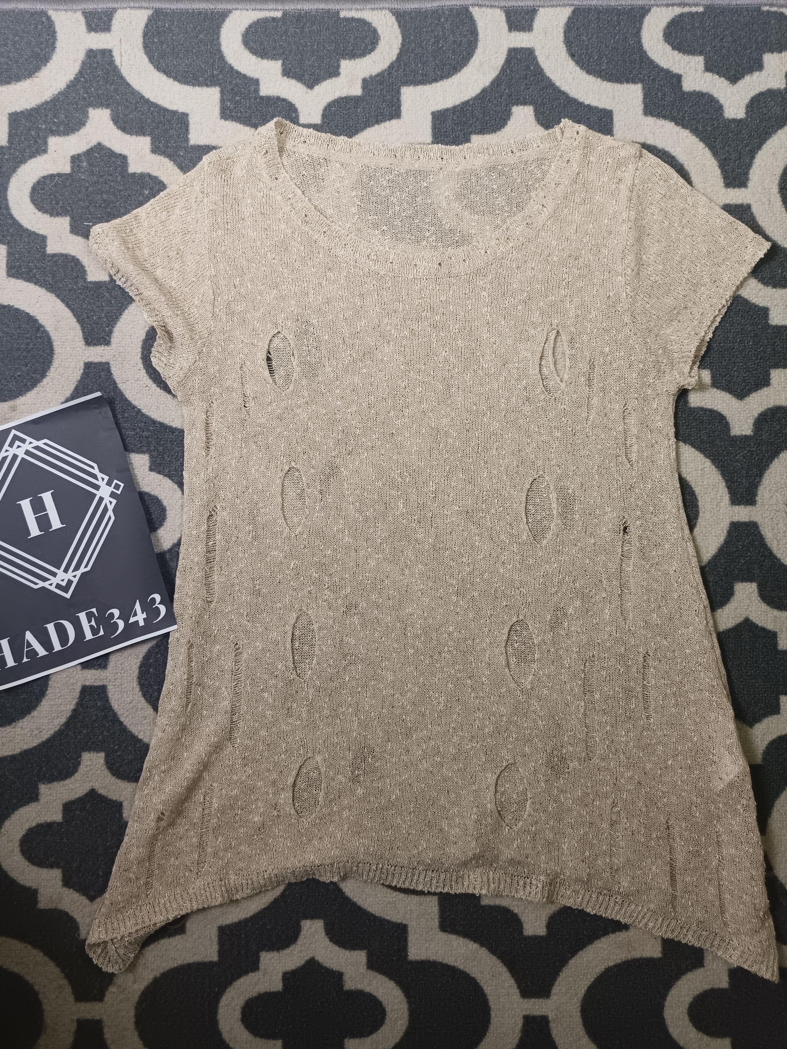 Japanese Brand JOINUS Distressed Glittery Knited Top Size XL / US 12-14 / IT 48-50 - 4 Thumbnail