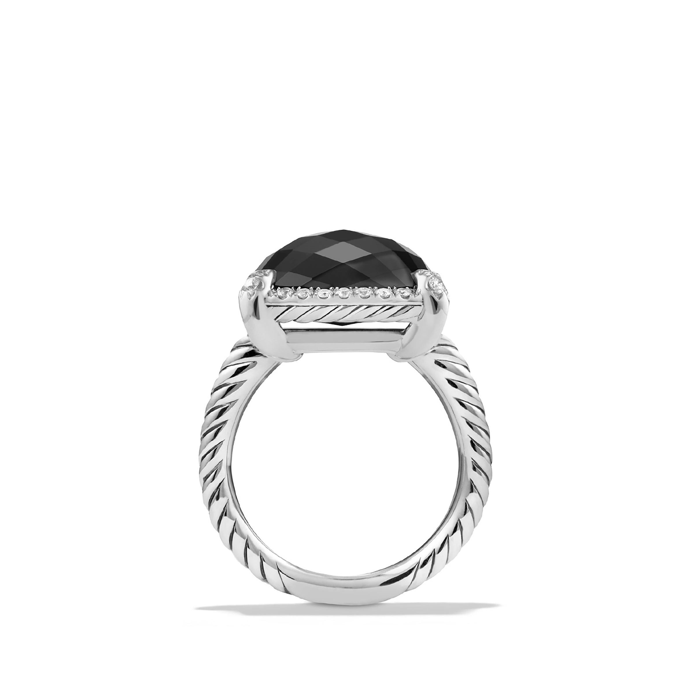 David Yurman o1w1db10525 R12746D Ring in Silver with Onyx and Diamond Size ONE SIZE - 3 Thumbnail