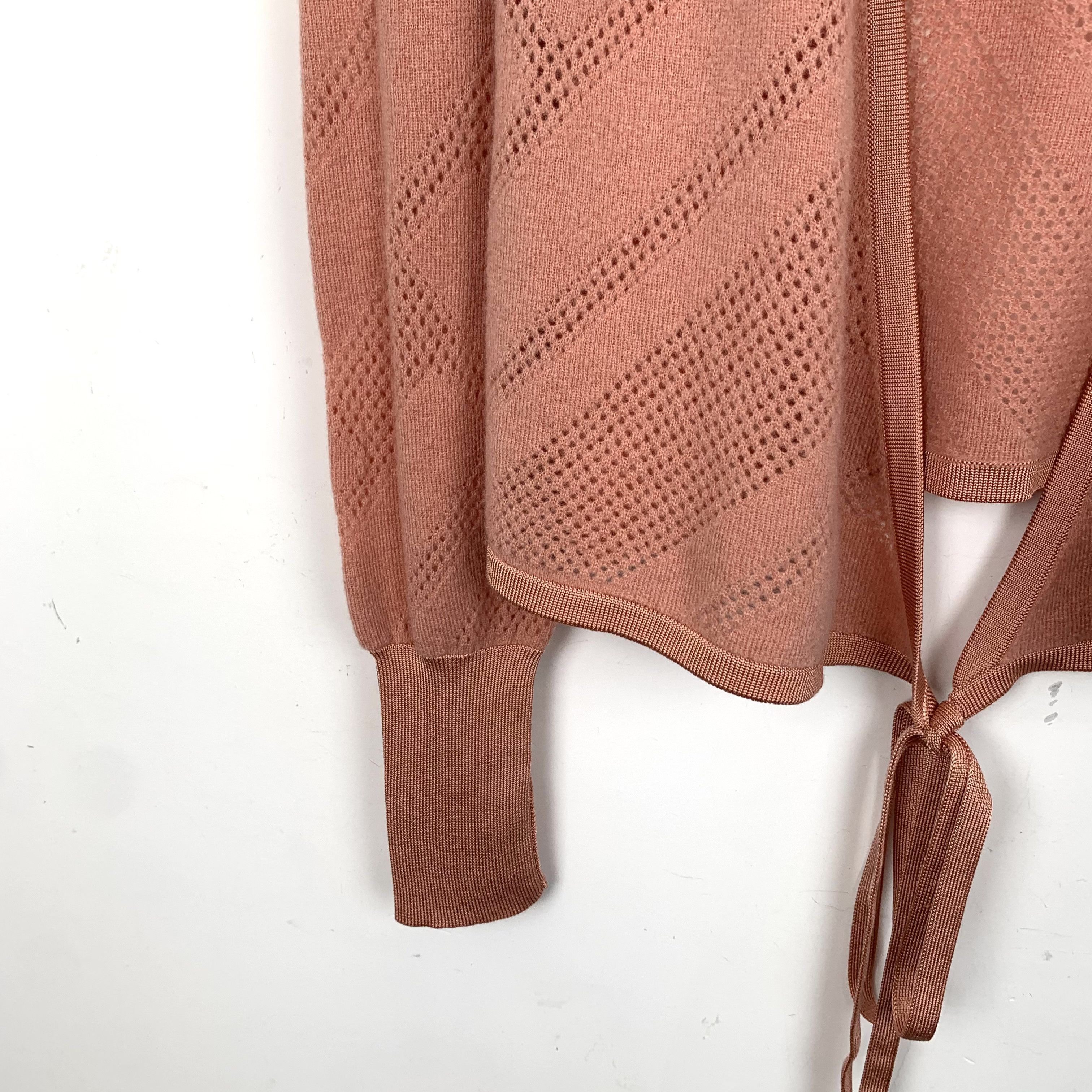Hermes Hermès Paris Womens Open-Knit Cardigan With Tie Front Size XXS / US 00 / IT 34 - 4 Thumbnail