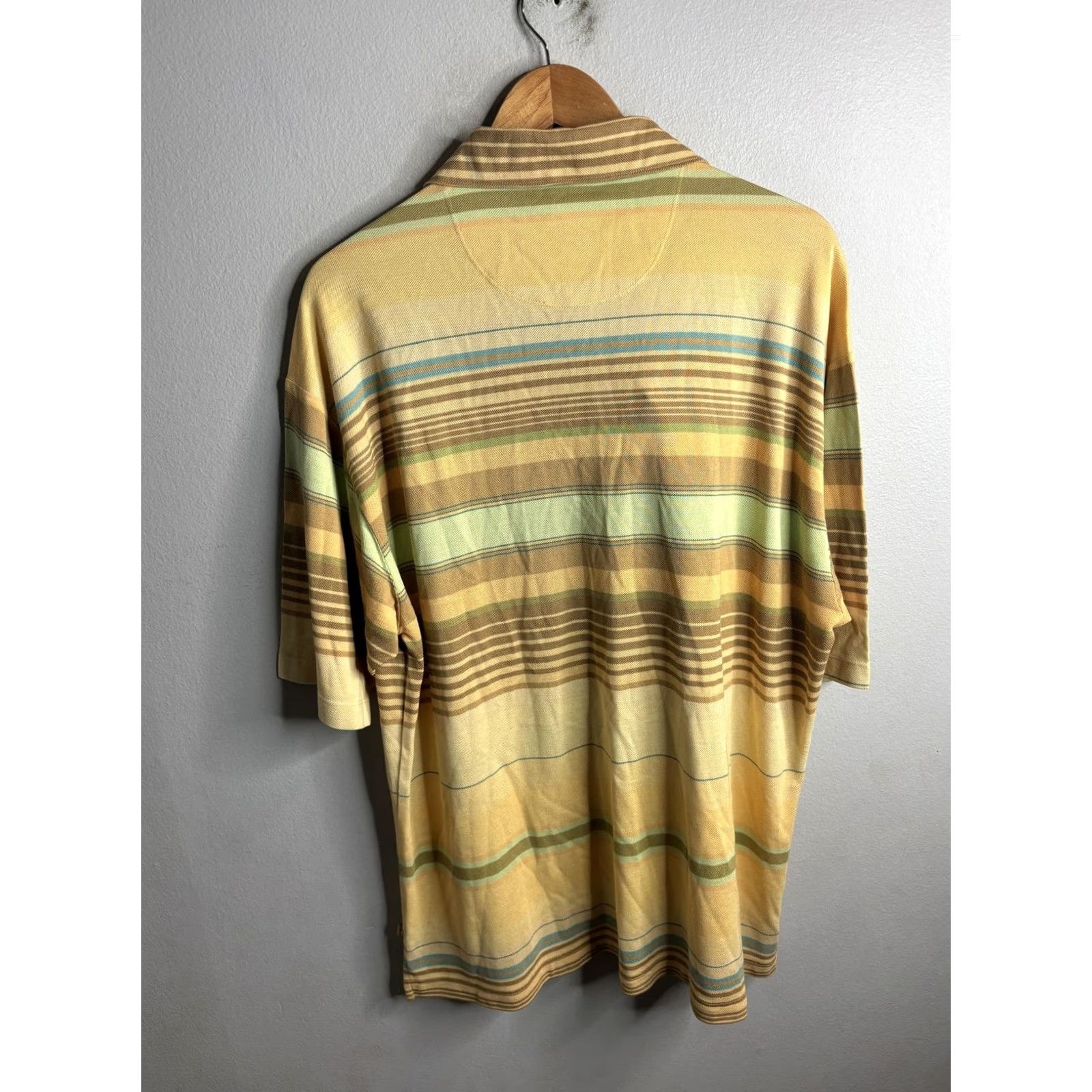 Tommy Bahama Tommy Bahama Polo Shirt Mens Large Yellow Ombre Stripe Silk Cotton Casual Golf Shirt Size US L / EU 52-54 / 3 - 5 Thumbnail
