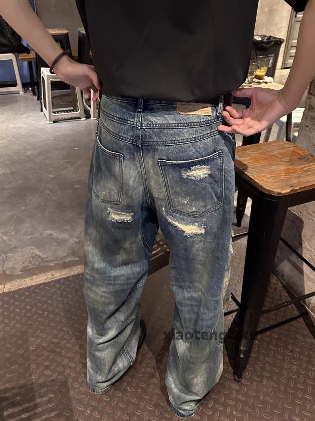 Jean × Vintage washed faded stain loose baggy hiphop yuppie jeans Size US 32 / EU 48 - 4 Thumbnail