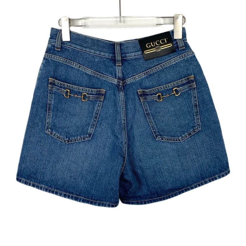 Gucci Gucci Blue leather brand logo horse buckle jeans shorts 250 Size US 27 - 2 Thumbnail
