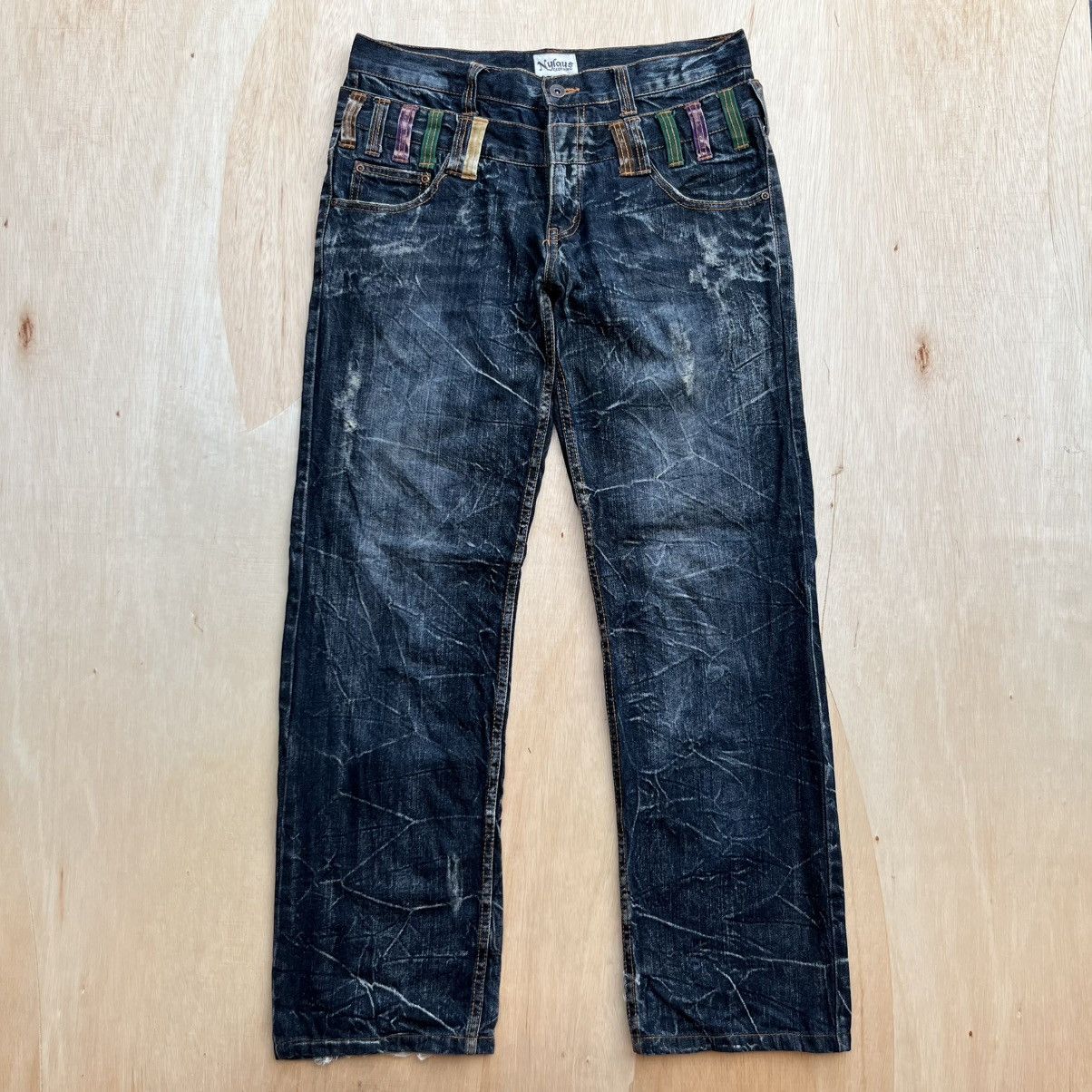 Japanese Brand NYLAUS CLOTHING DOUBLE WAIST DISTRESSED DENIM VINTAGE Size US 32 / EU 48 - 1 Thumbnail