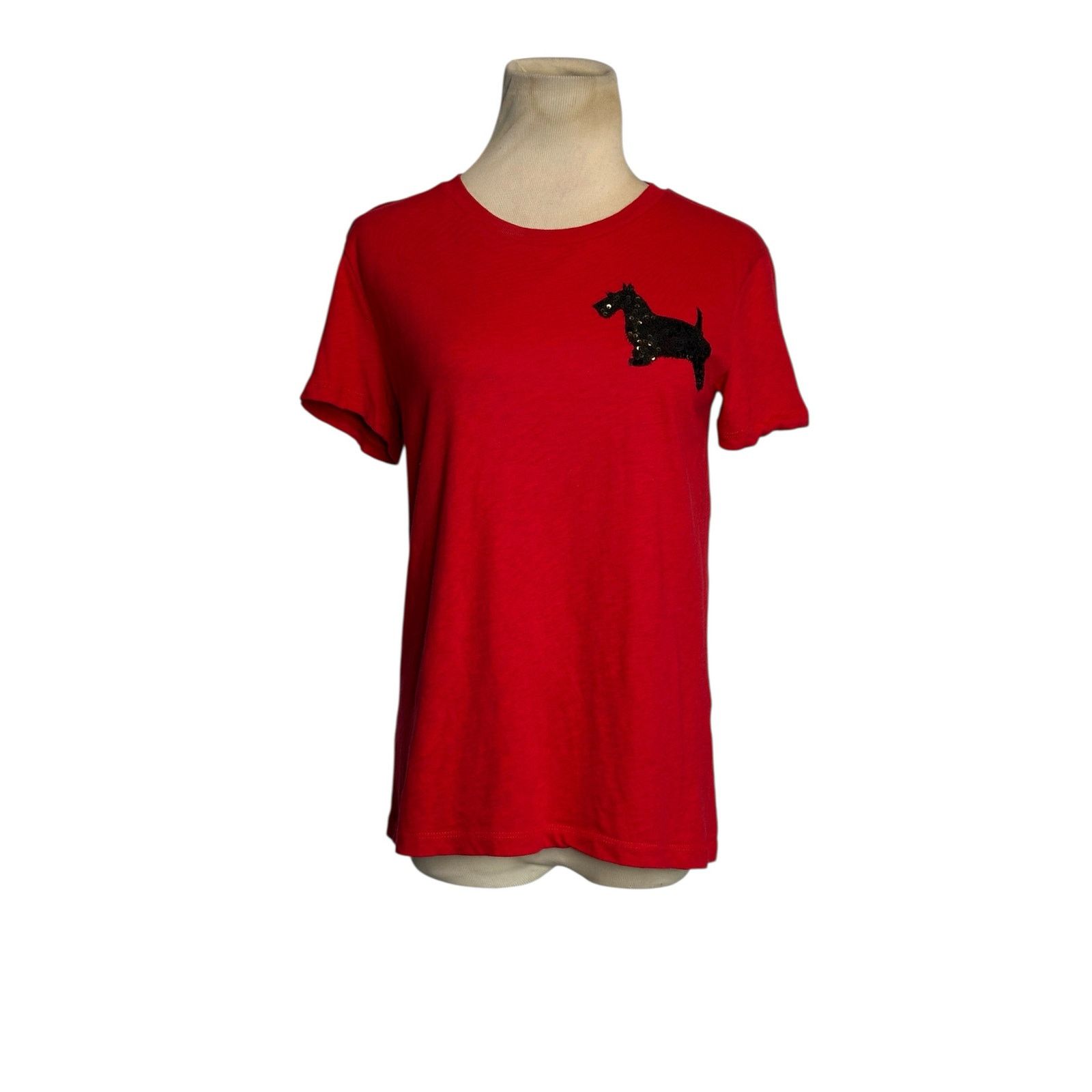 J.Crew J.Crew red black sequin Scottish dog t shirt size Small Size S / US 4 / IT 40 - 12 Thumbnail