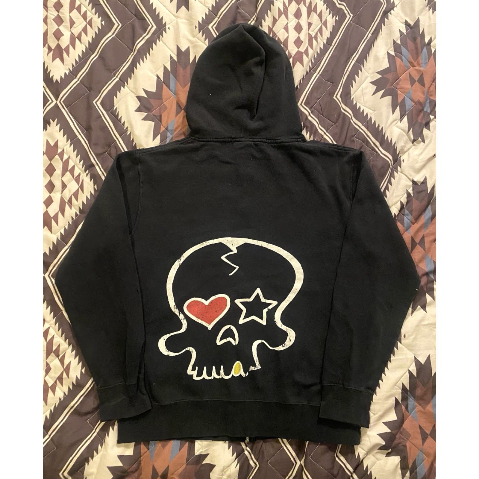 Vintage VINTAGE APX Full Zip Hoodie Black L Men 90s Whitestarr Band Skull Distressed Graphic Print Size US L / EU 52-54 / 3 - 3 Thumbnail